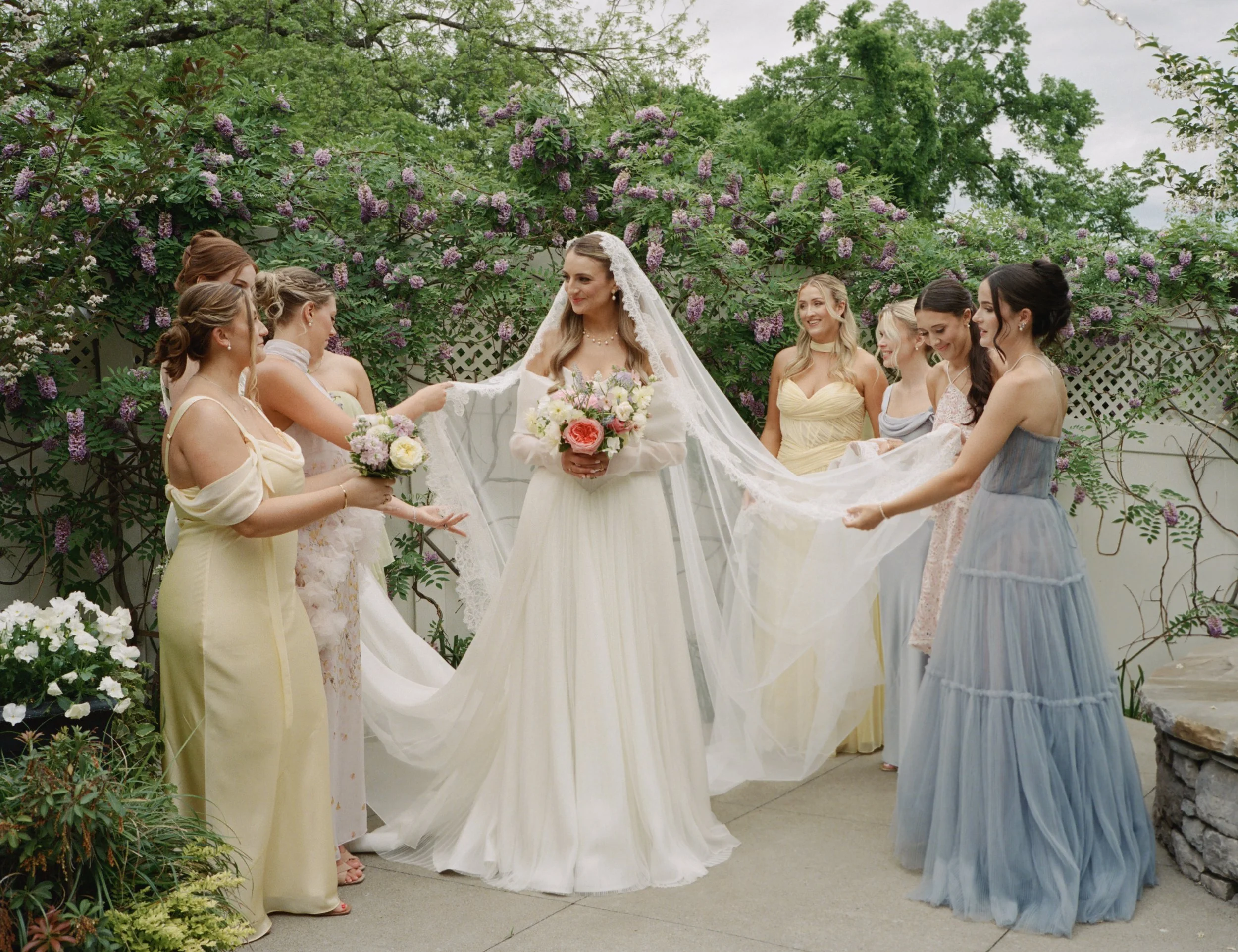 Garden ceremony at CJ's Off The Square, Franklin TN — Tara La Tour, Alexandra Grecco, Manolo Blahnik, film photography by Lauren Nicole Photo
