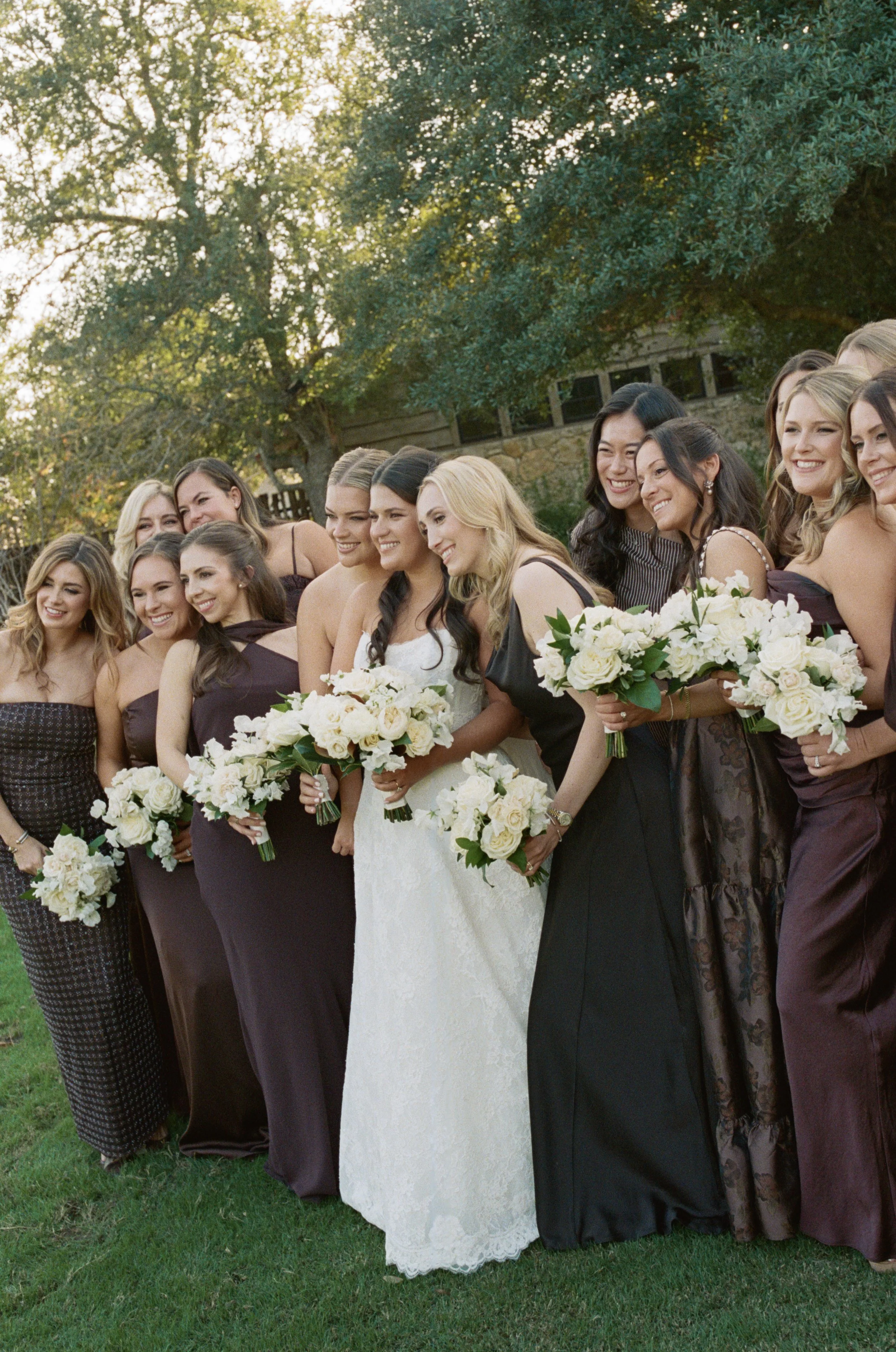 Wedding ceremony under oaks at Camp Lucy Sacred Oaks, Dripping Springs TX — Kristin Cattered Events, film photography by Lauren Nicole