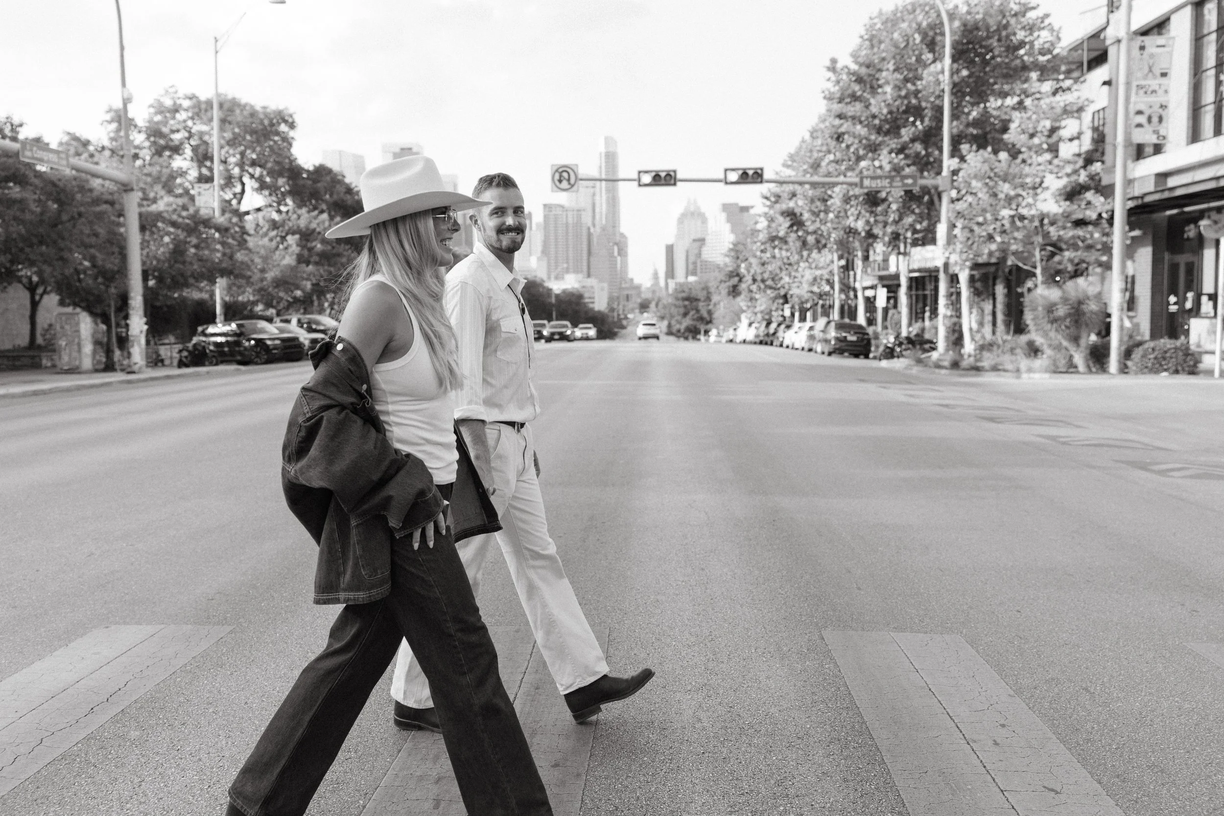 South Congress Austin engagement session, western editorial aesthetic — analog film photography by Lauren Nicole