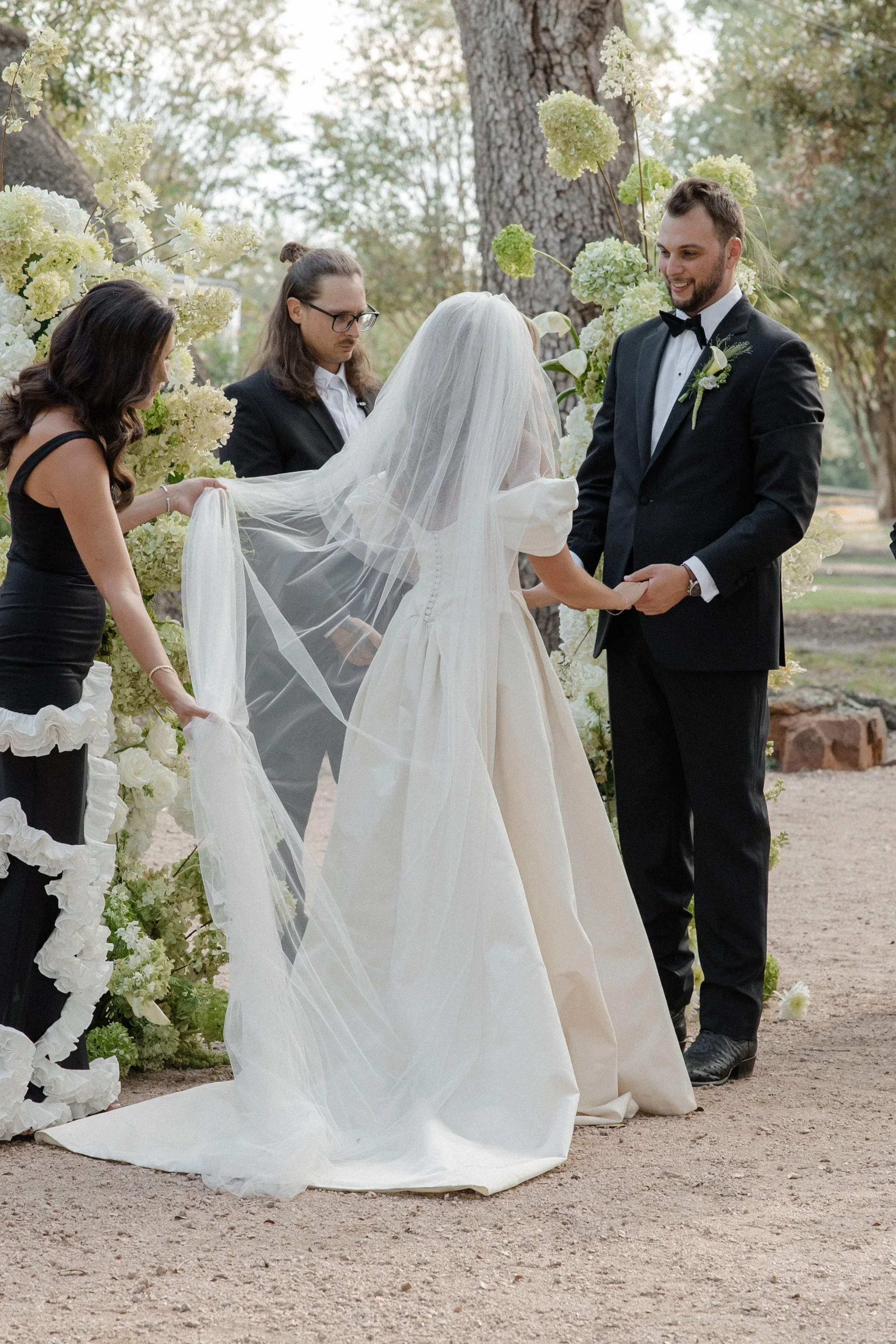 Wedding ceremony at Hotel Lulu Round Top Texas — southern chic western glam, candid film photography by Lauren Nicole Photo