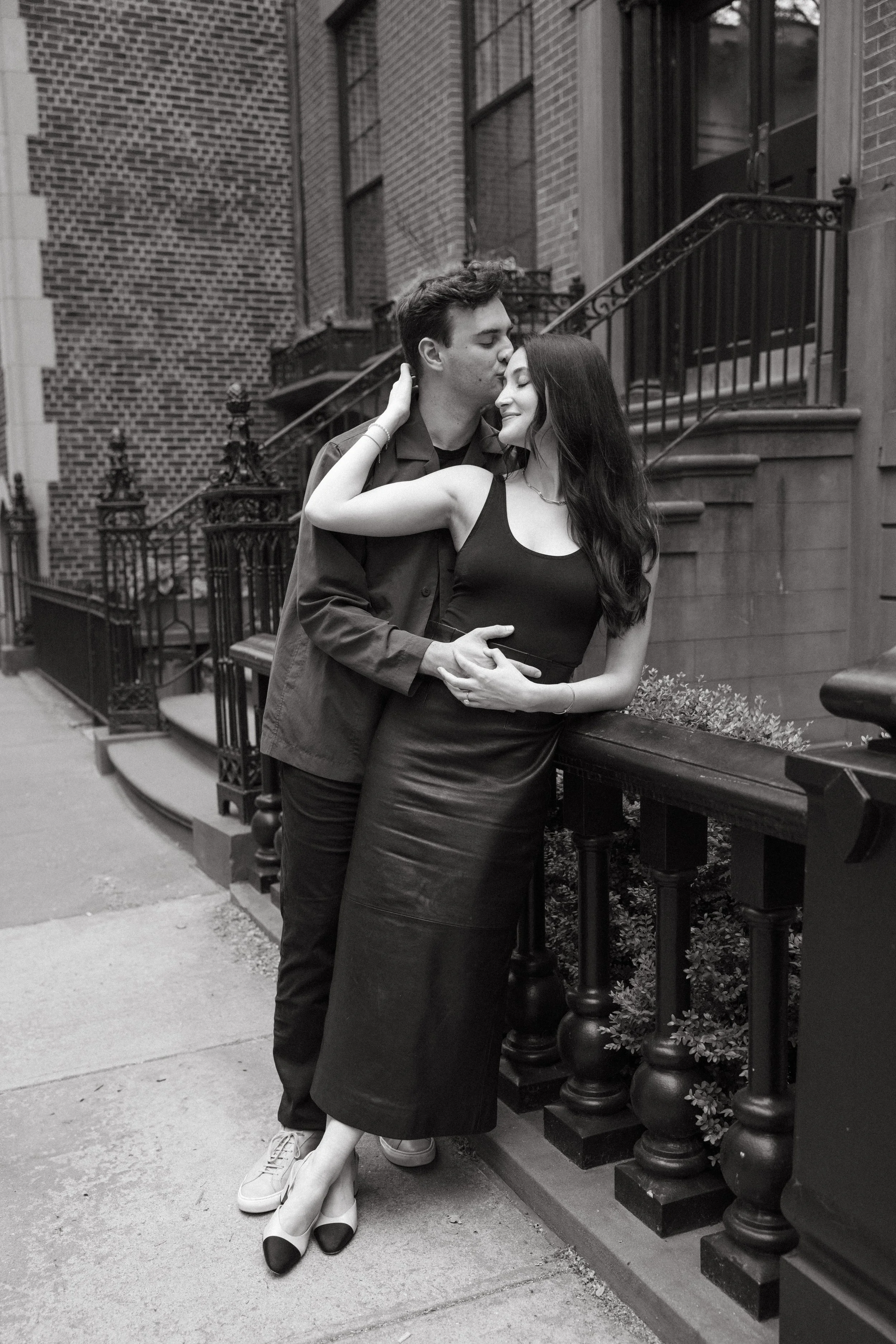 Editorial film engagement session in Brooklyn, New York City — Chanel, luxury fashion-forward, analog photography by Lauren Nicole Photo