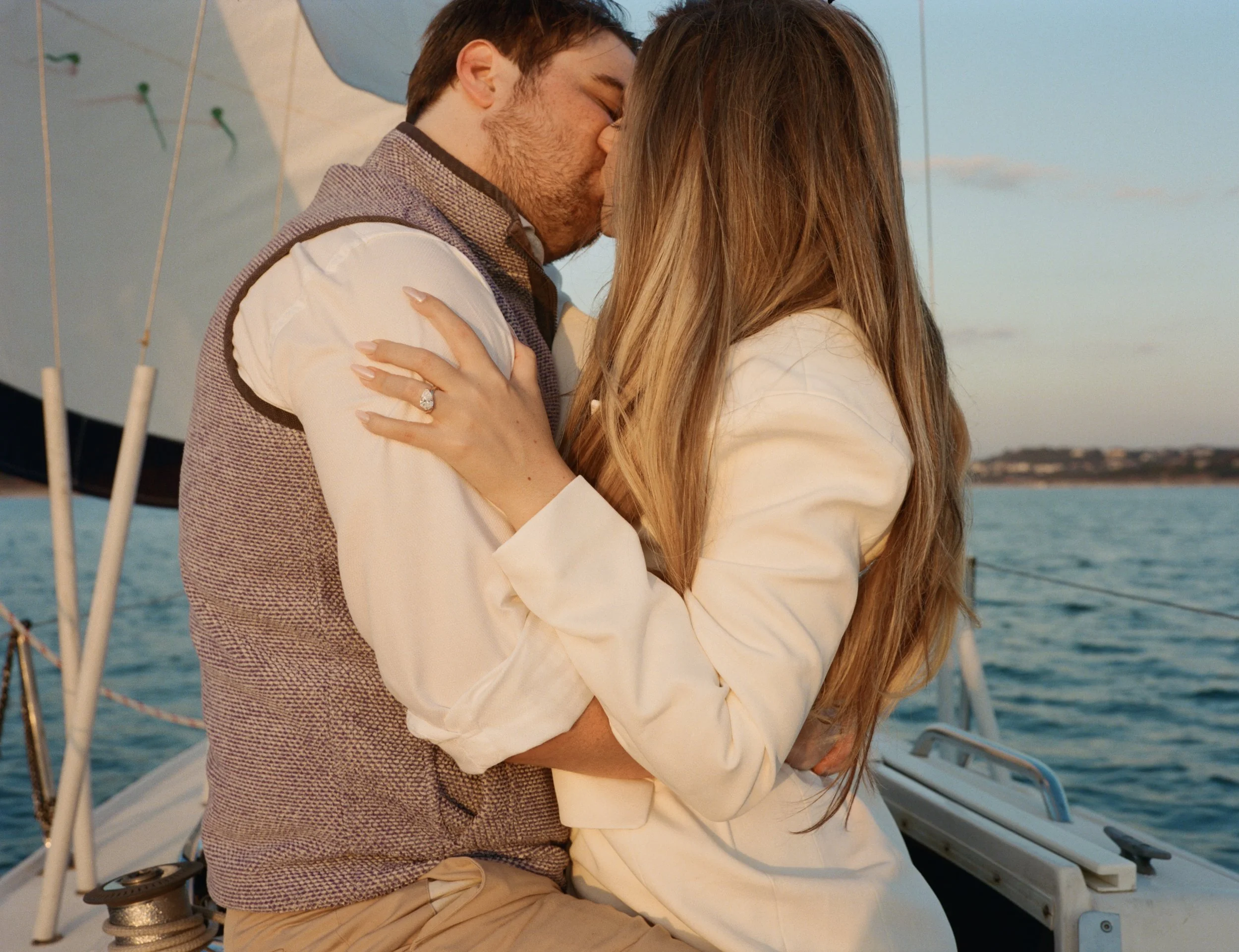 Sailboat engagement session on Lake Travis, Austin Texas — nautical coastal film photography by Lauren Nicole Photo