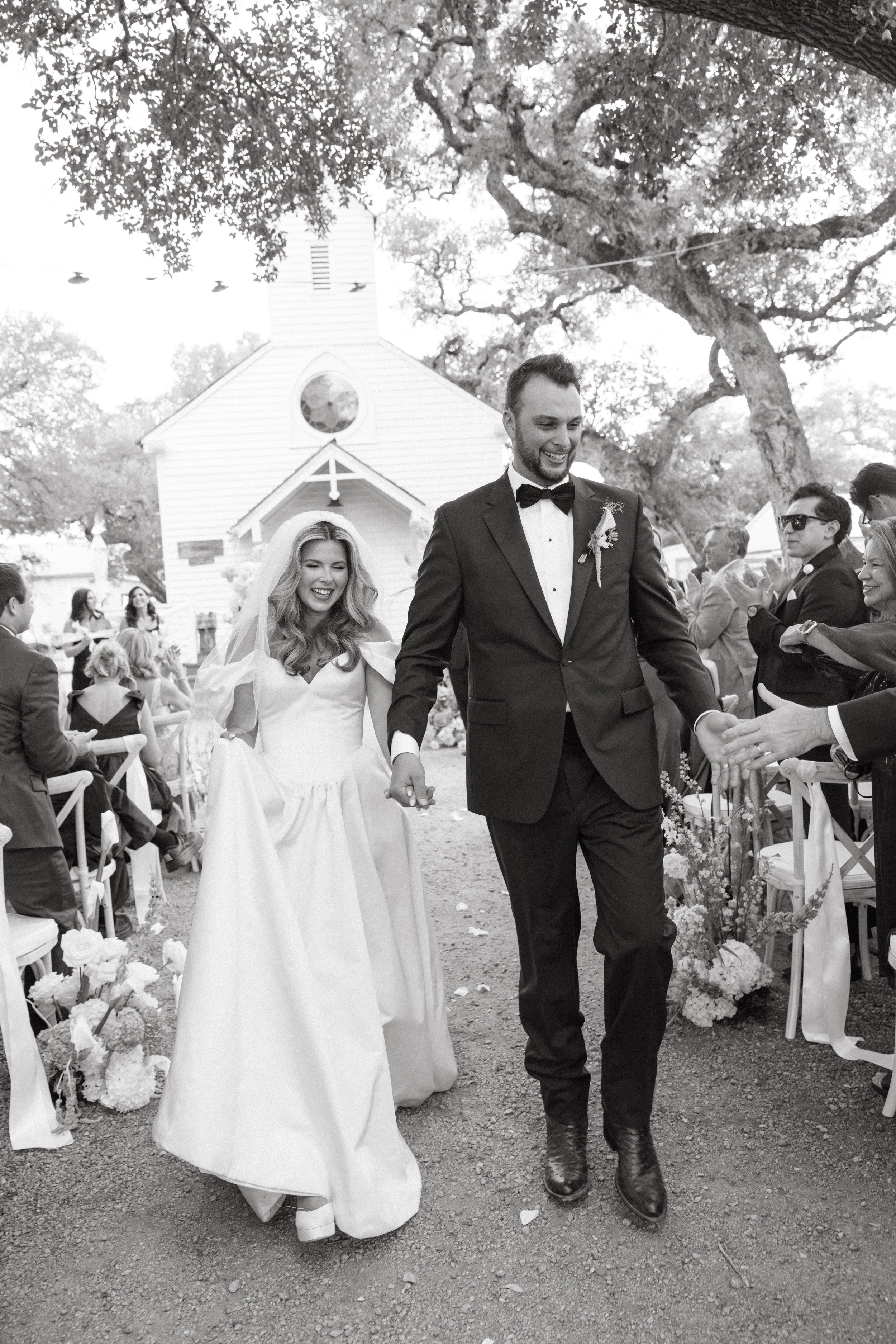Wedding ceremony at Hotel Lulu Round Top Texas — southern chic western glam, candid film photography by Lauren Nicole Photo