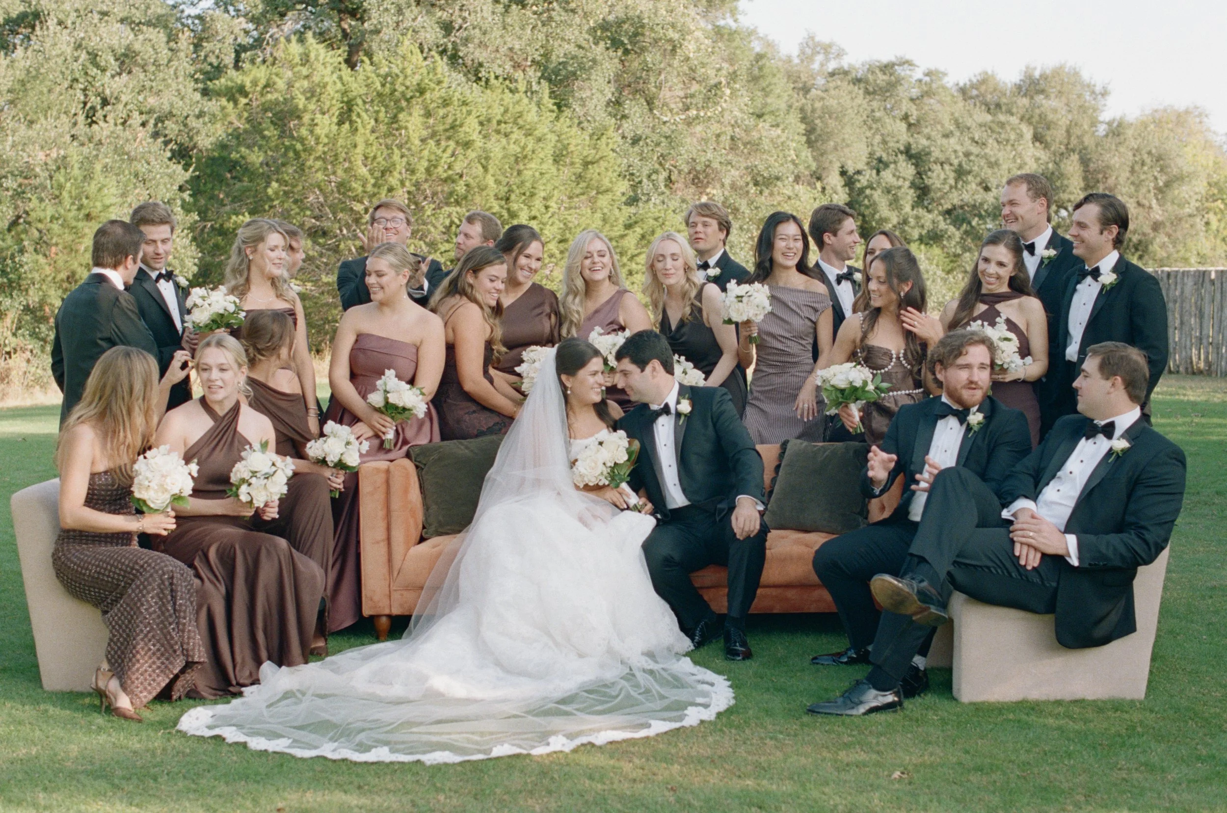 Wedding ceremony under oaks at Camp Lucy Sacred Oaks, Dripping Springs TX — Kristin Cattered Events, film photography by Lauren Nicole