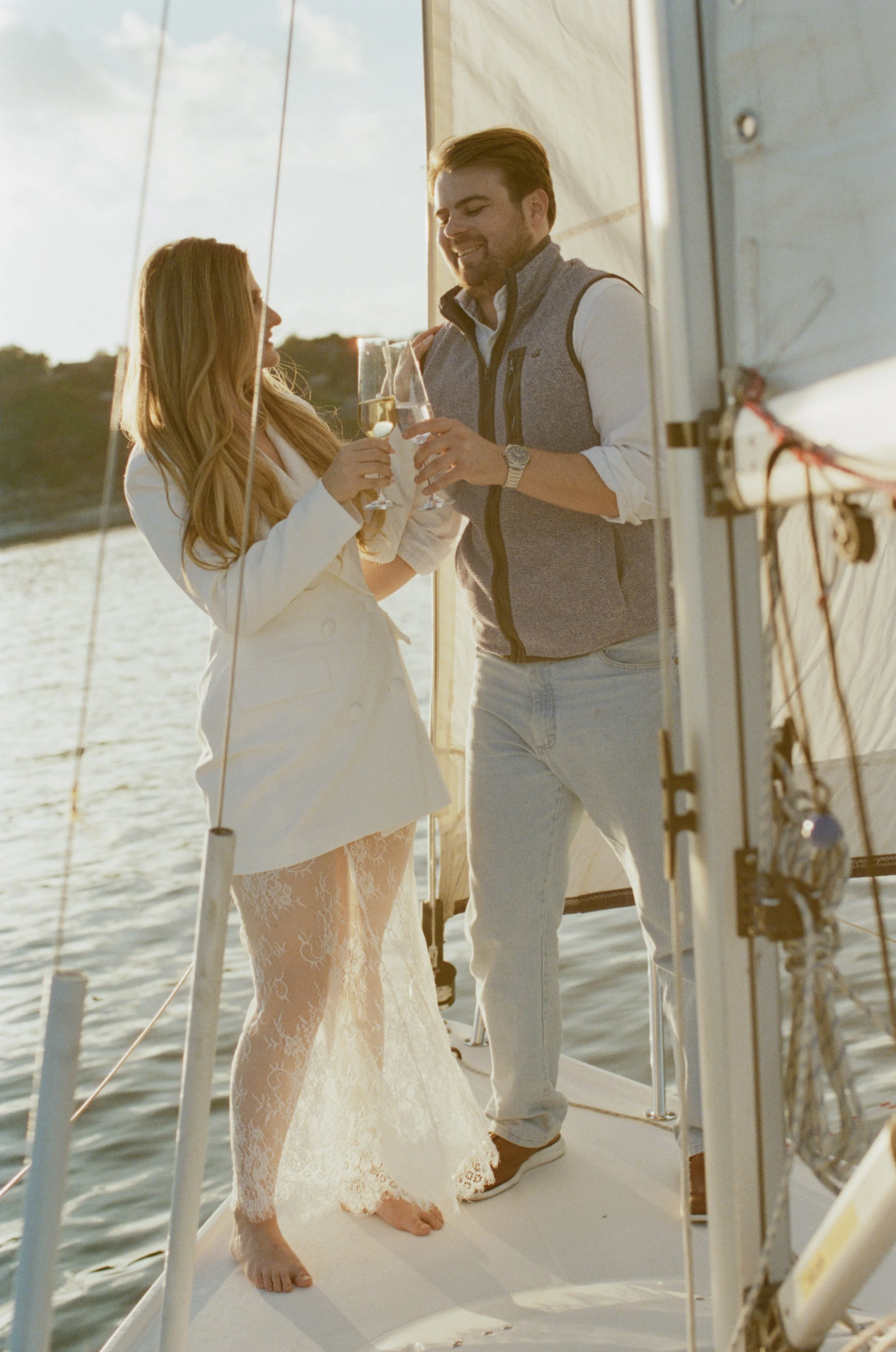 Romantic nautical engagement portraits on Lake Travis, Texas — candid film and digital photography by Lauren Nicole Photo