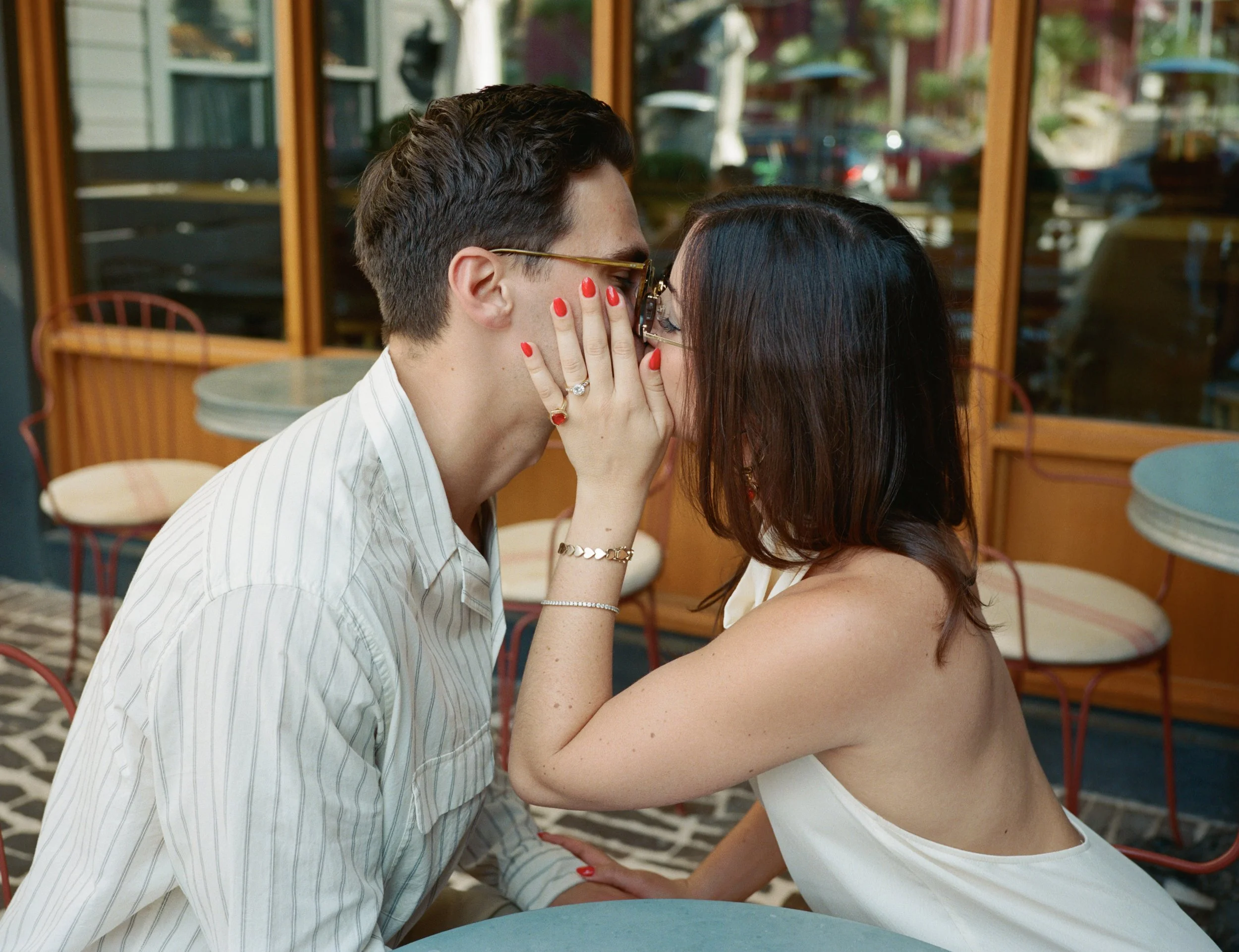 Italian-inspired engagement session at Rosie's Wine Bar Austin Texas — editorial film photography by Lauren Nicole Photo