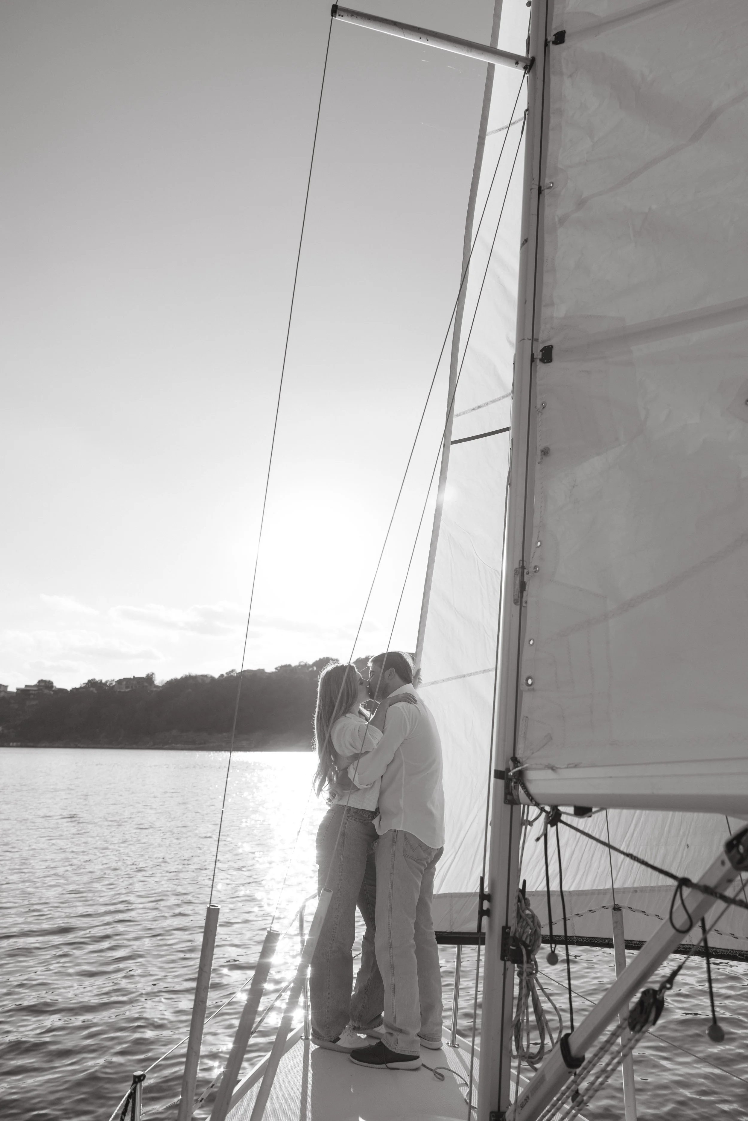 Sailboat engagement session on Lake Travis, Austin Texas — nautical coastal film photography by Lauren Nicole Photo