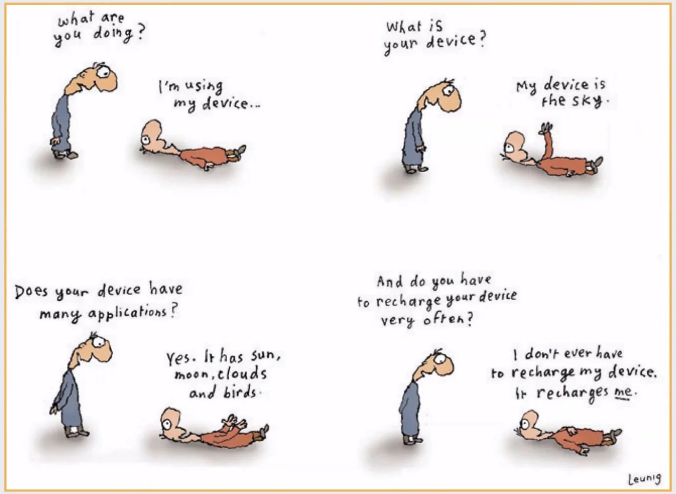 Cartoon of watching the sky