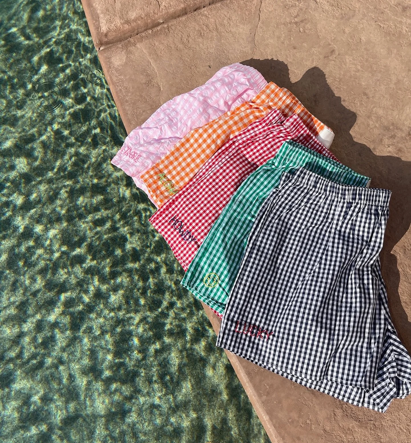 boxers by the pool 🌊 the perfect custom loungewear for a day of going from pj&rsquo;s to poolside

#stitch #stitched #stitchbygkw #stitchedwithlove #handmade #handembroidered #cusotm #customized #handstitched #embroidery #embroider #embroidered #cus