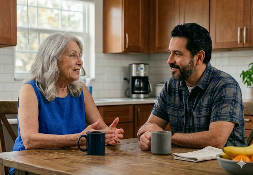 ac installation rep discussing installation with home owner in florida
