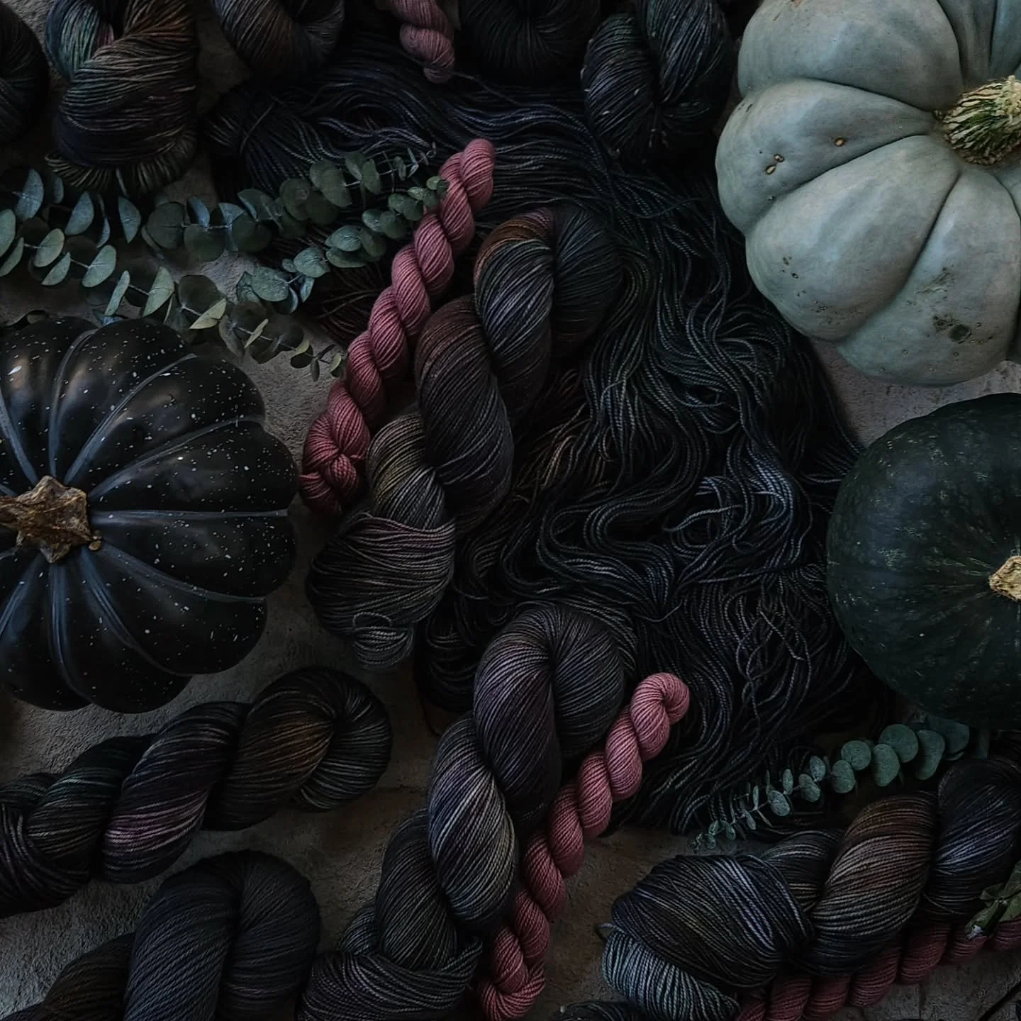 M O O D Y,  B U T  G O U R D-G E O U S
Pretty punny, right? Here is your 2025 pumpkin-themed yarn!
Can you believe it's not orange or pink?! I really wanted to do something different this year and fell in love with an image I found of the moodiest