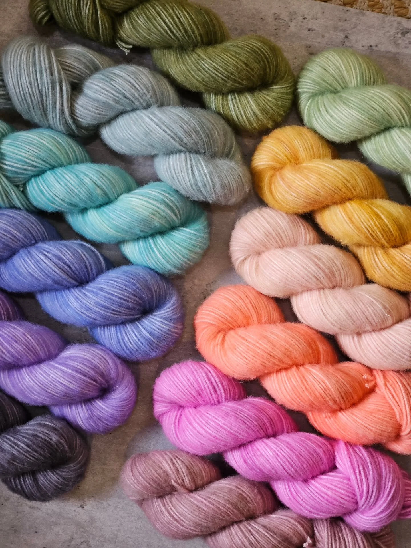 I think it's time to start showing you what I'm bringing to the @rosecityyarncrawl!

I have spent the last couple MONTHS dyeing up so much yarn. If I'm NOT counting mini skeins- I've got 896 skeins boxed up and ready to head out! Overkill? Yeah, prob