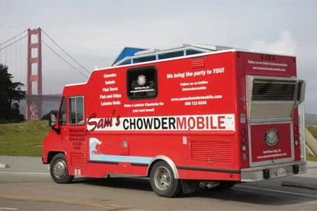 Look who's coming for lunch @samschowdermobile is back! Tomorrow (Saturday)from 12:00pm - 4:00pm. Come grab some chowder and shop. #samschowdermobile #foodtruck #foodies #ncboardshop