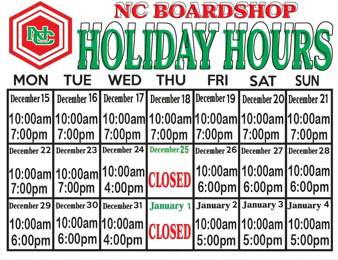 Extended Holiday hours!!! Only 12 days left!!! Come and get it!!! #holidayhours #happyholidays #shopping #gifts #merrychristmas