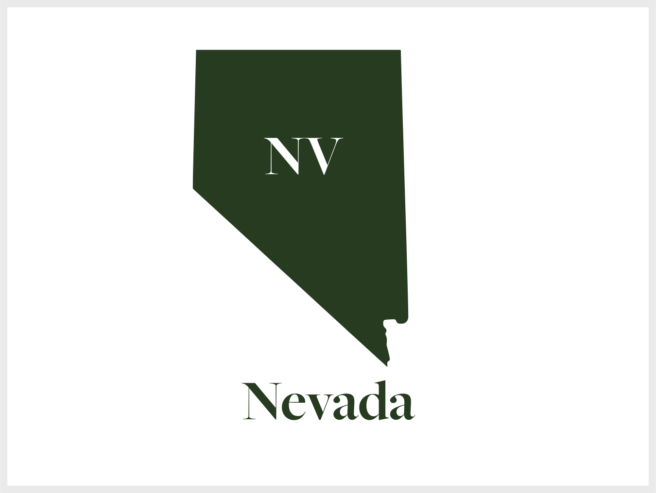 A green silhouette of the state of Nevada with the abbreviation 'NV' inside and the word 'Nevada' below.