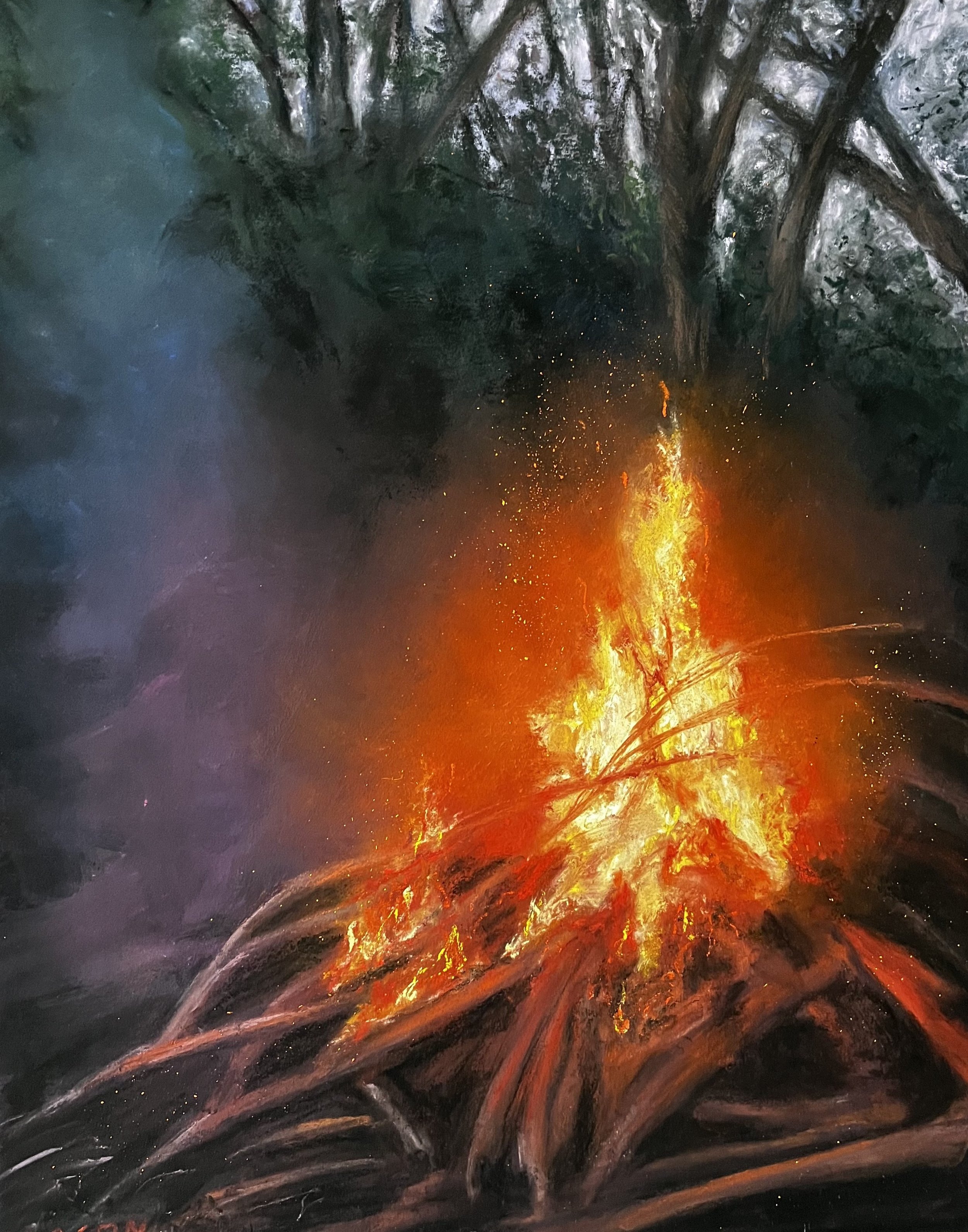 Fire Sign - 9x12 pastel on paper (SOLD)