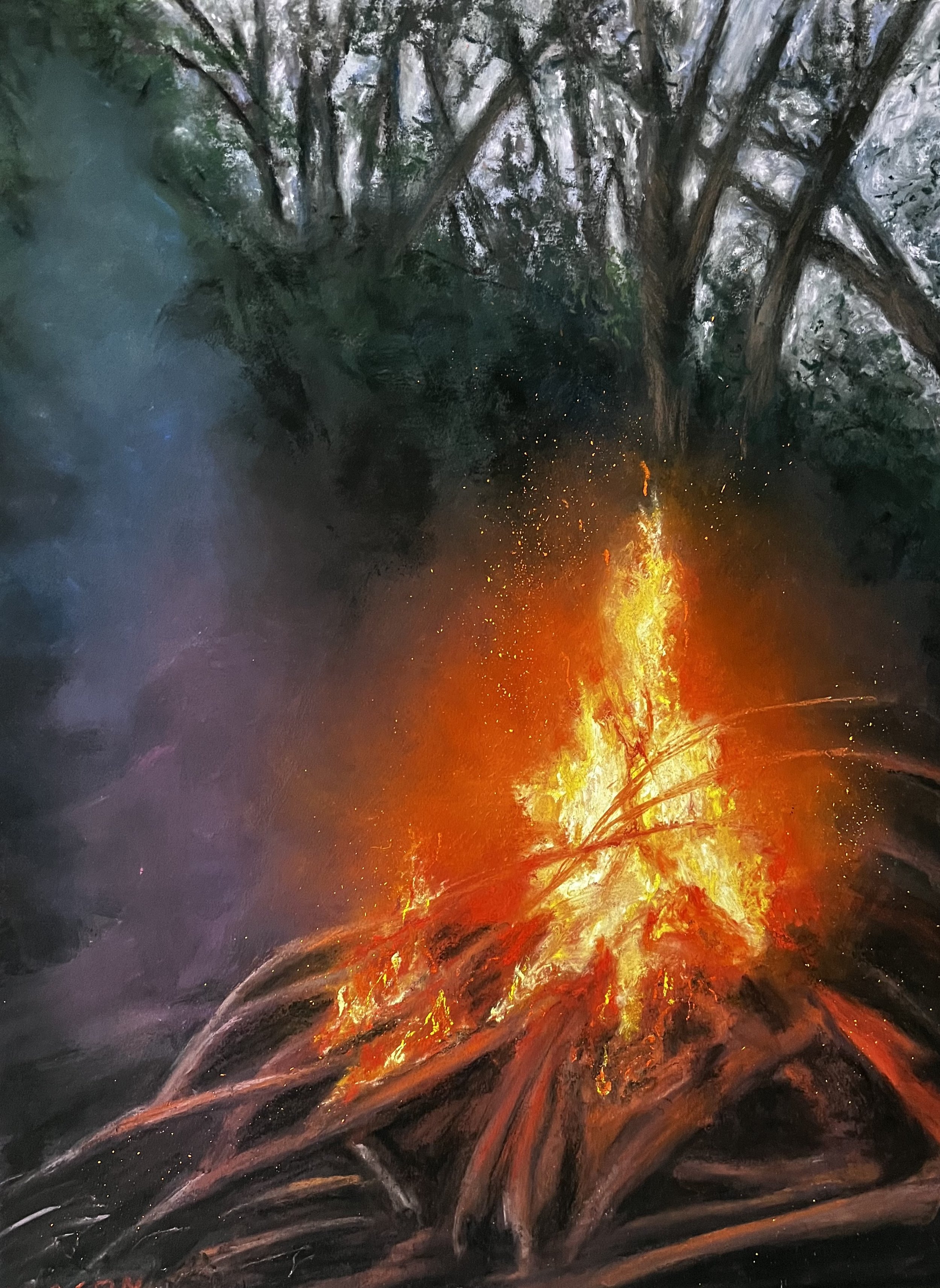 Fire Sign - 9x12 pastel on paper (SOLD)