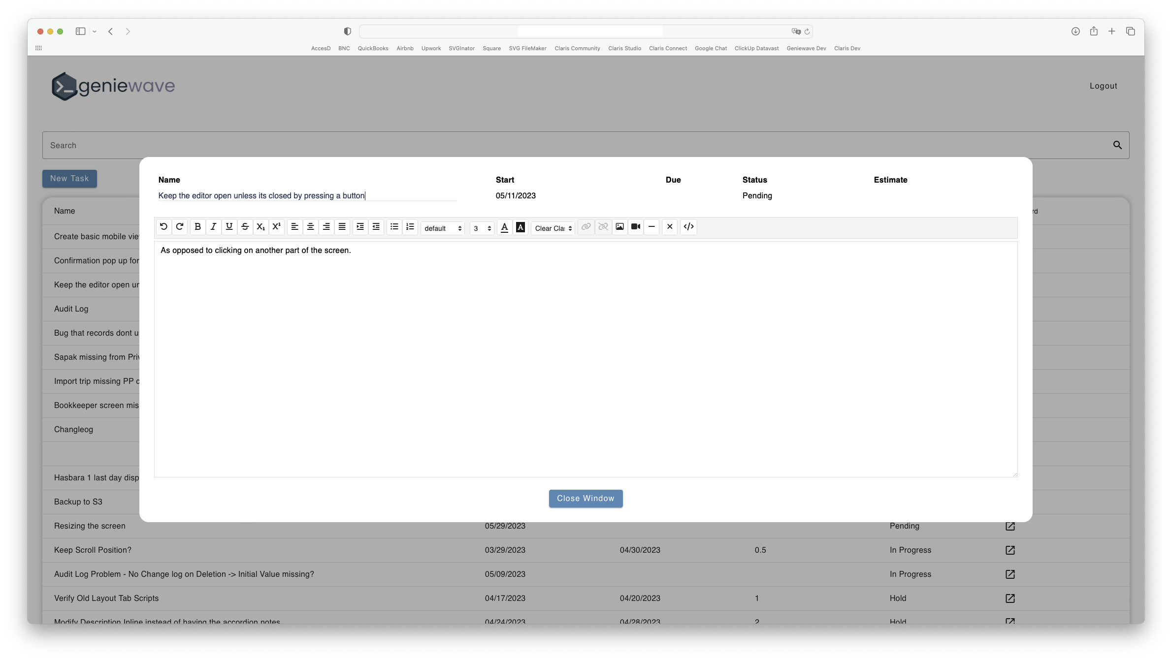 Web Interface for Client / Support