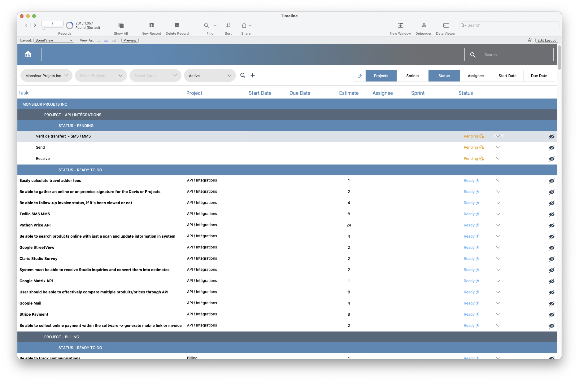 Sprint View, organize tasks & filter/sort easily
