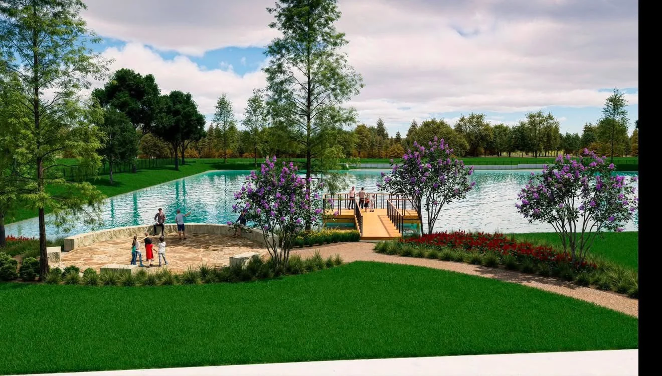Knights Ridge gathering lawn and pond, artist's rendering