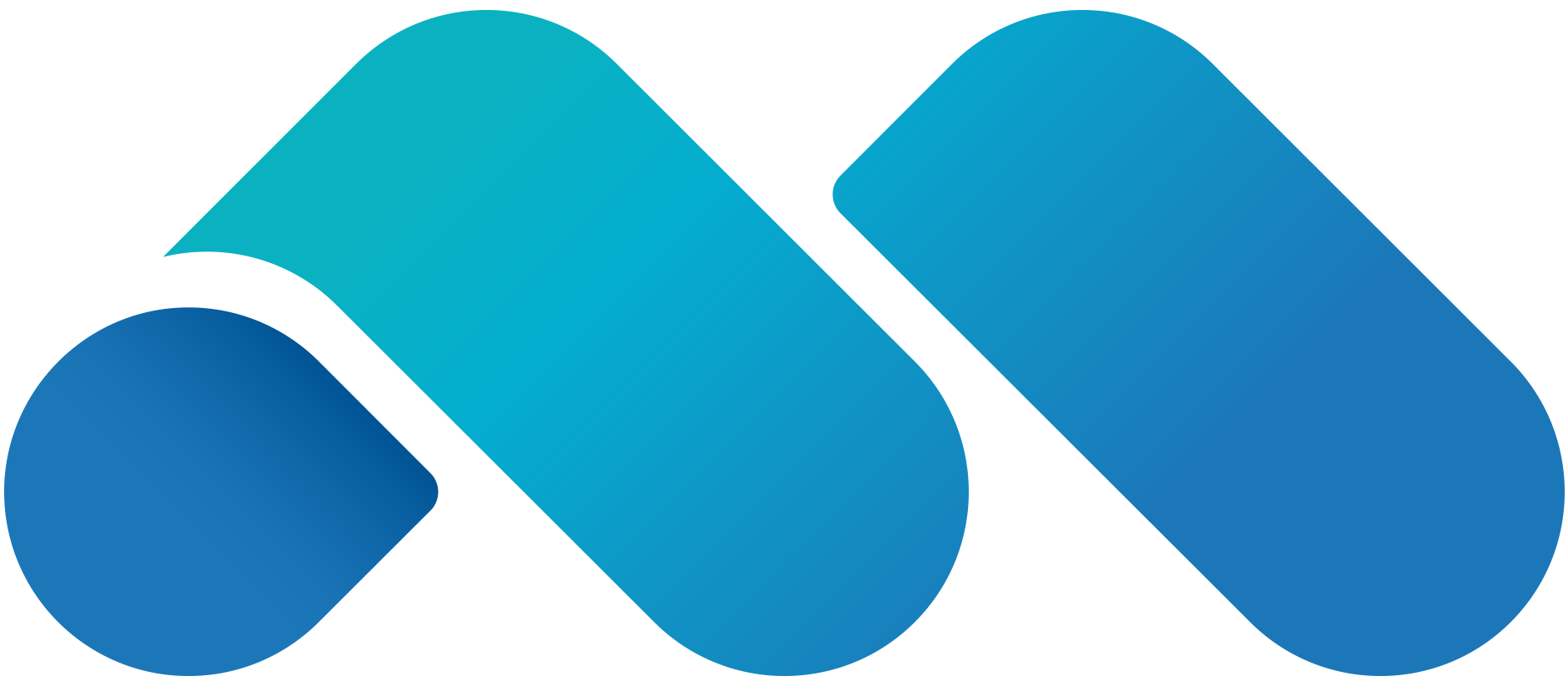 Abstract geometric design with overlapping blue and teal shapes.