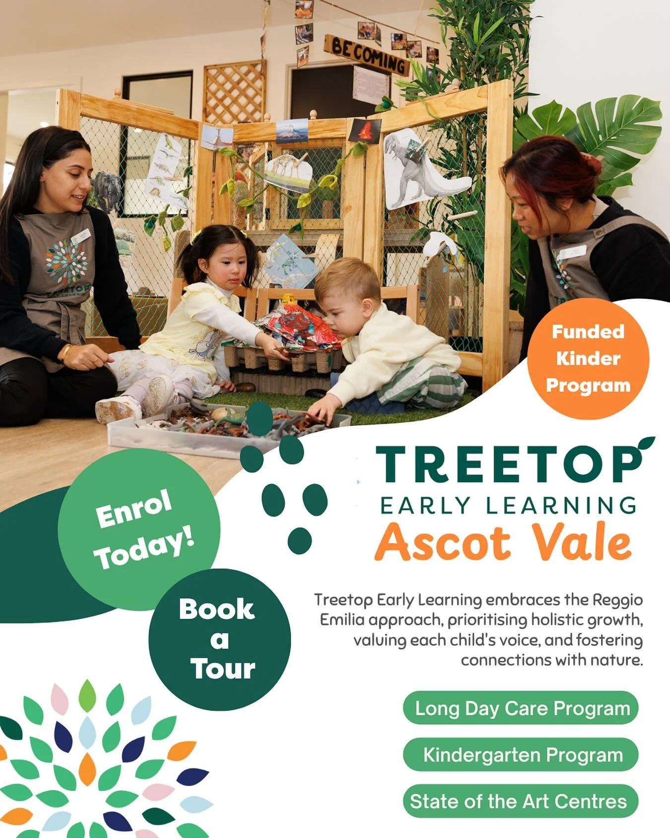 🌿 Enrol now or book a tour at Treetop Early Learning Ascot Vale!

Our family-owned, Reggio Emilia&ndash;inspired centre offers exceptional childcare and kindergarten with personalised care, enrichment programs, and Bachelor-qualified teachers.

🌱 O