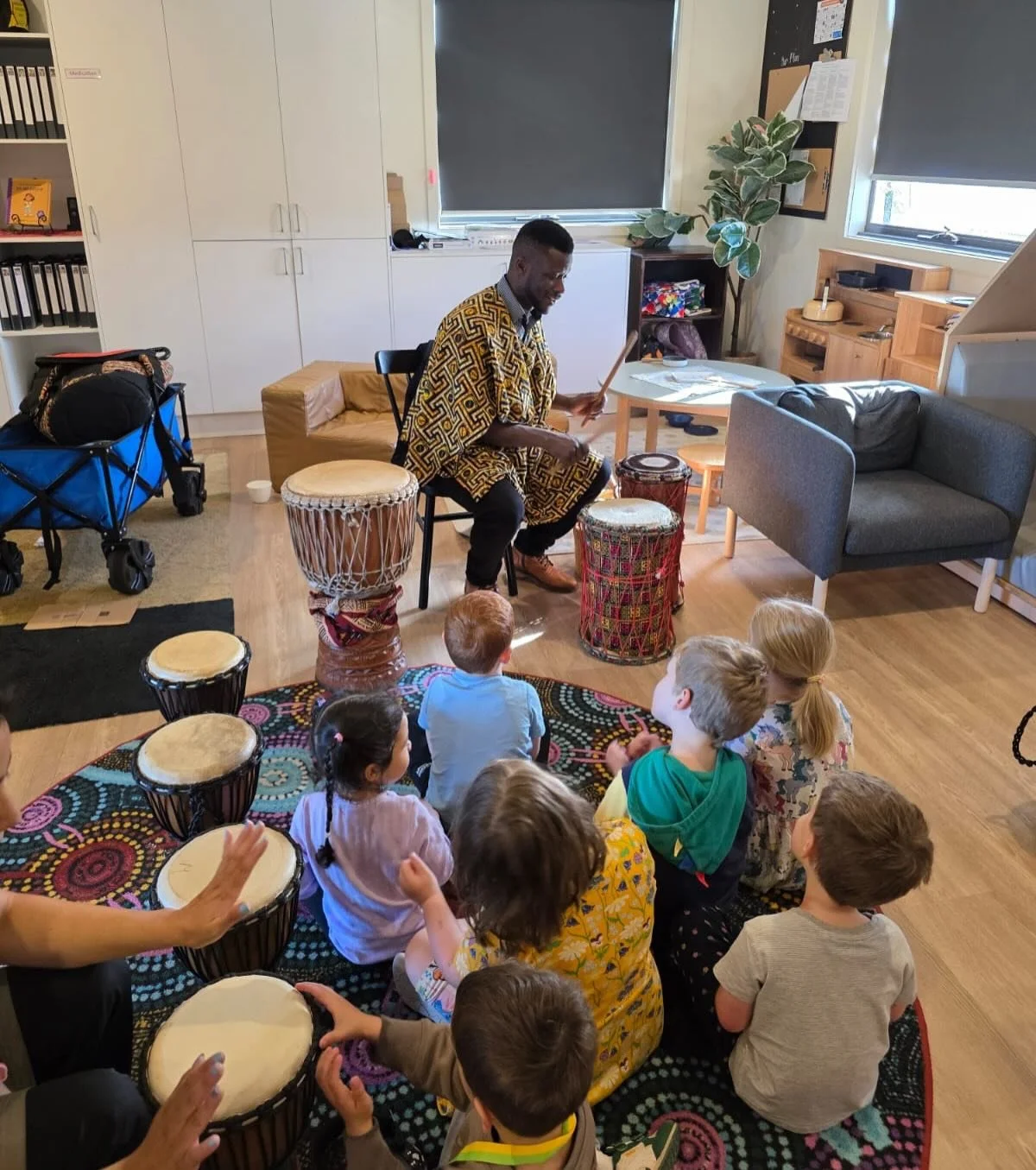Our kinder children had an amazing time participating in an African drumming incursion today! 🥁🌍 So much rhythm, joy, and hands-on learning &mdash; what a fantastic experience!