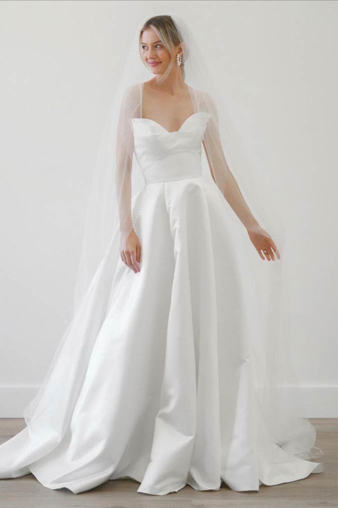 Simple Satin Ballgown with Sculptural Neckline