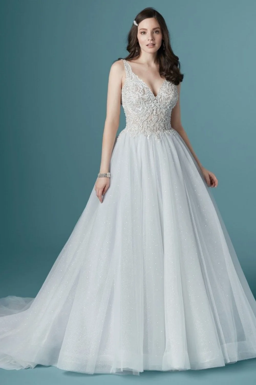 maggie sottero beaded bodice wedding dress 3D Beaded Sequin Lace - Exquisite for Wedding Dress & Evening Gown main image 0