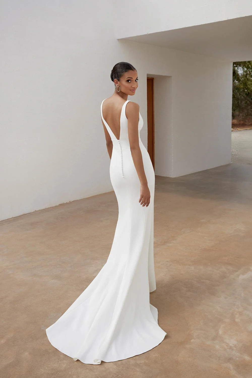 justin alexander backless wedding dress Open Back Fit-And-Flare Wedding Dress
