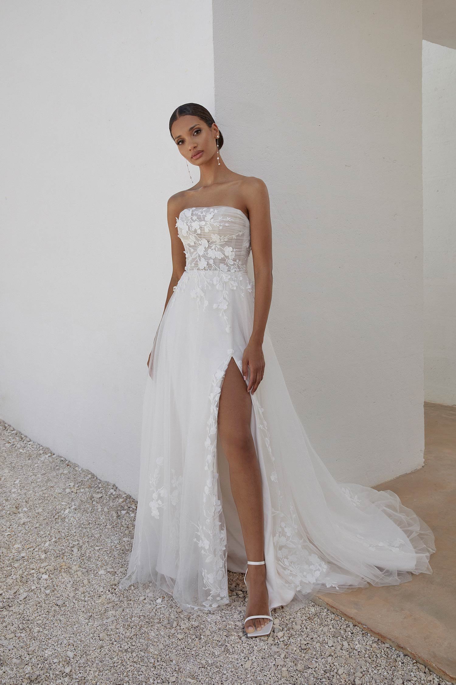 Sparkle Tulle A-Line Dress with Sheer Pleated Bodice