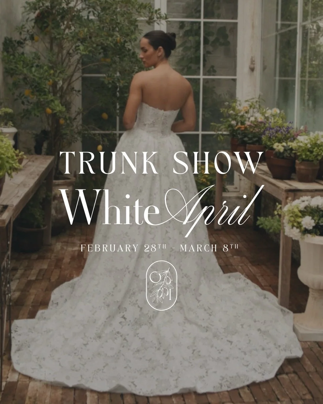 ✨ February 28th &ndash; March 8th ✨Join us for our exclusive White April Trunk Show 🤍

A trunk show is a limited-time designer showcase where we feature an extended selection of gowns from one highlighted collection. For this special event, we&rsquo