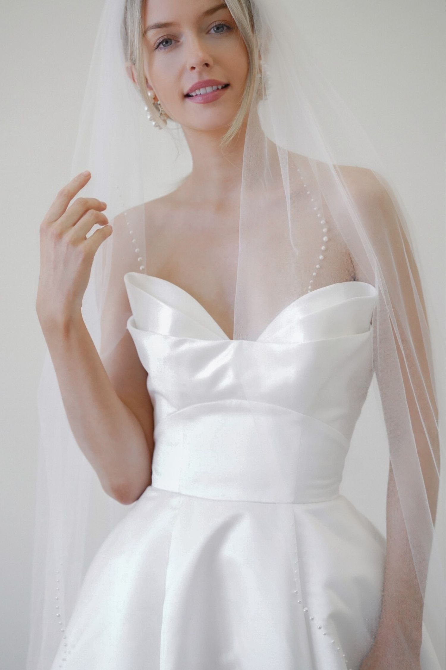 Satin Ball Gown Wedding Dress with Cat Eye