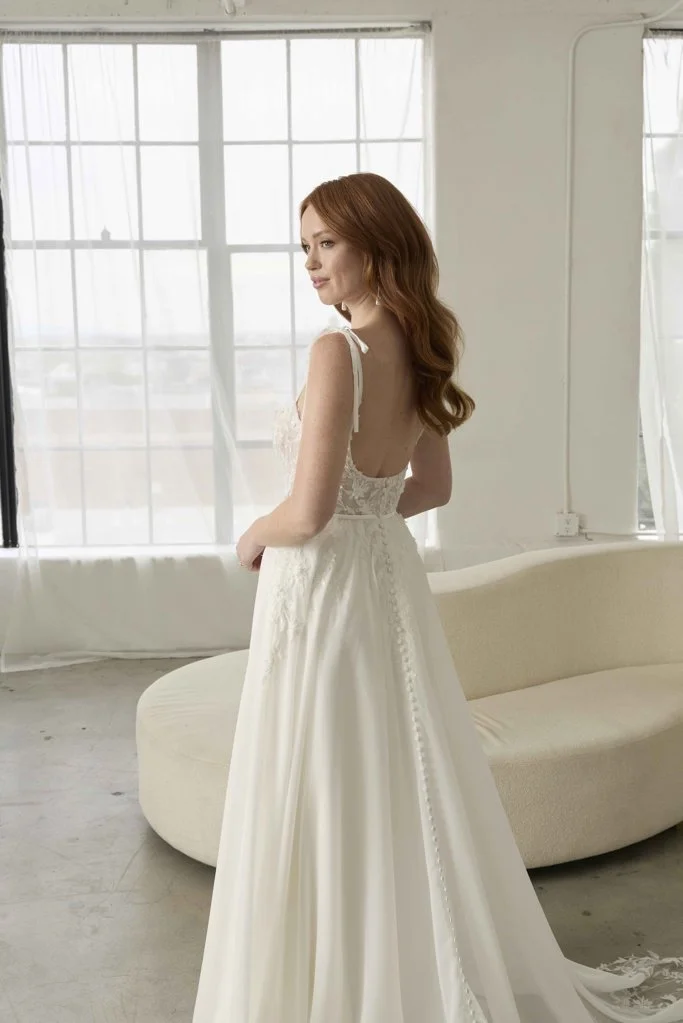 Beach Wedding Dress in Chiffon and Lace