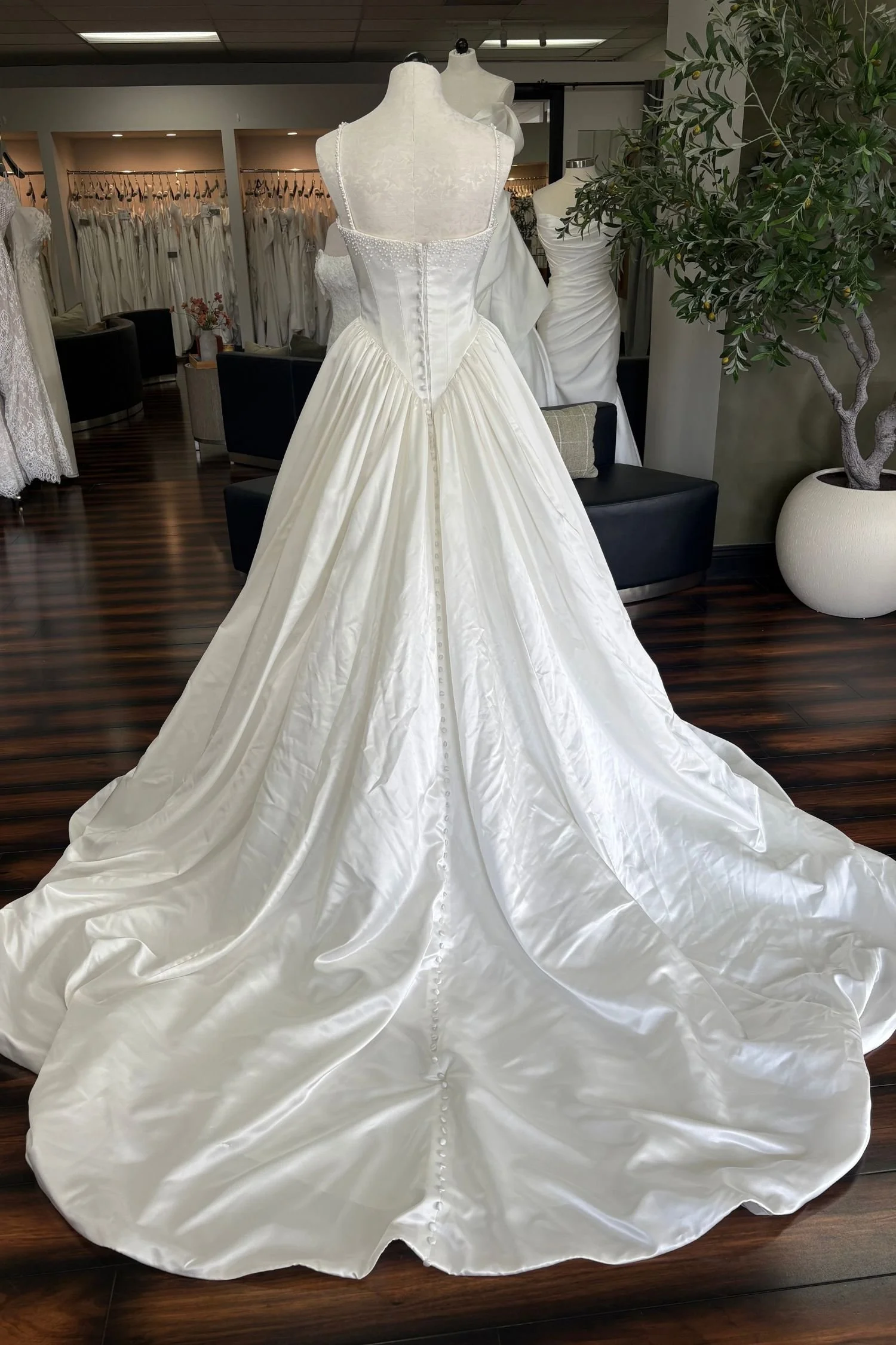 Satin Ballgown Wedding Dress with Pearl Beading