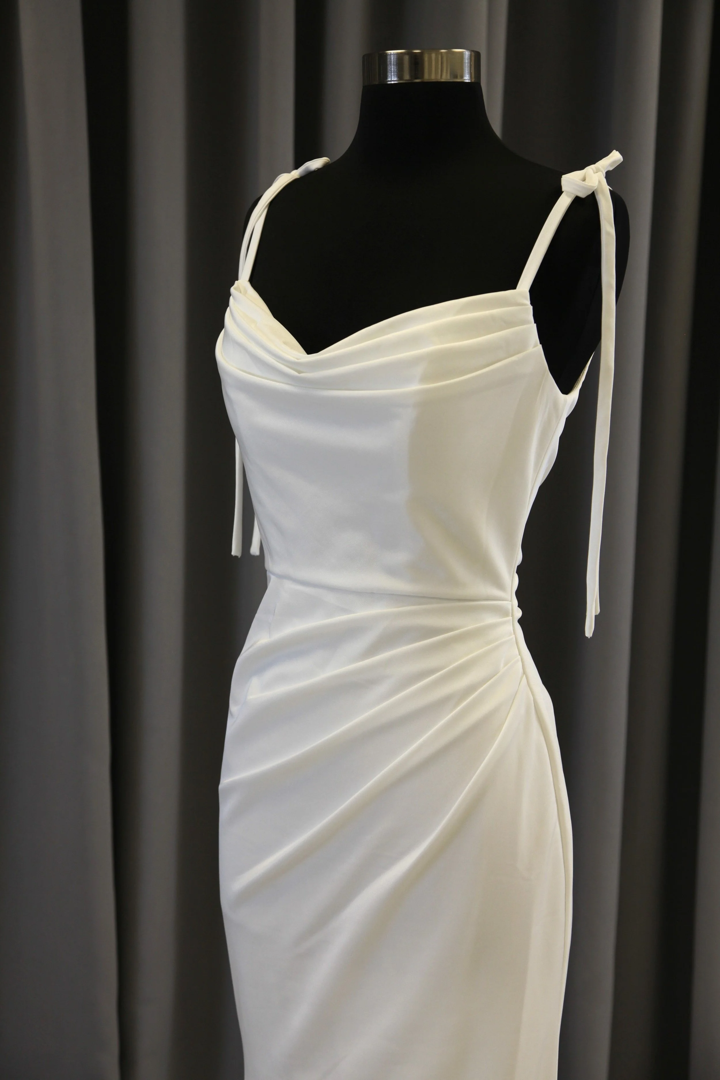 Liz Luo M23005 Bridal wedding gown in stretch satin, bridal sample size 12 available at Olive and Ivory Bride Sacramento
