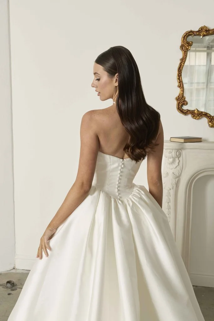 Minimalist Basque Waist Wedding Dress with Pockets