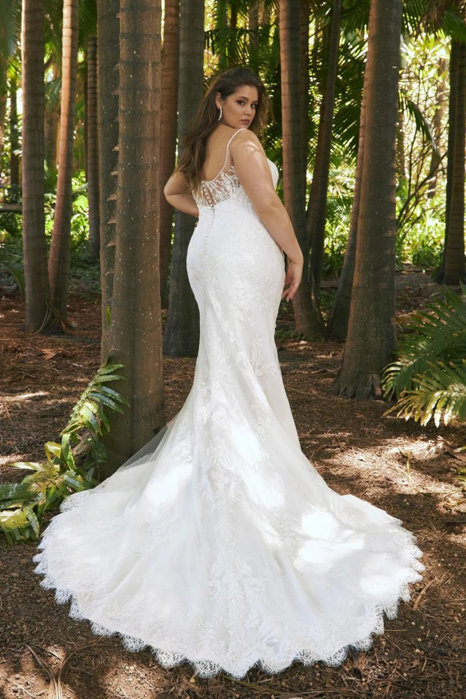 Lace Fit and Flare Plus Size Wedding Dress with Sweetheart Neckline
