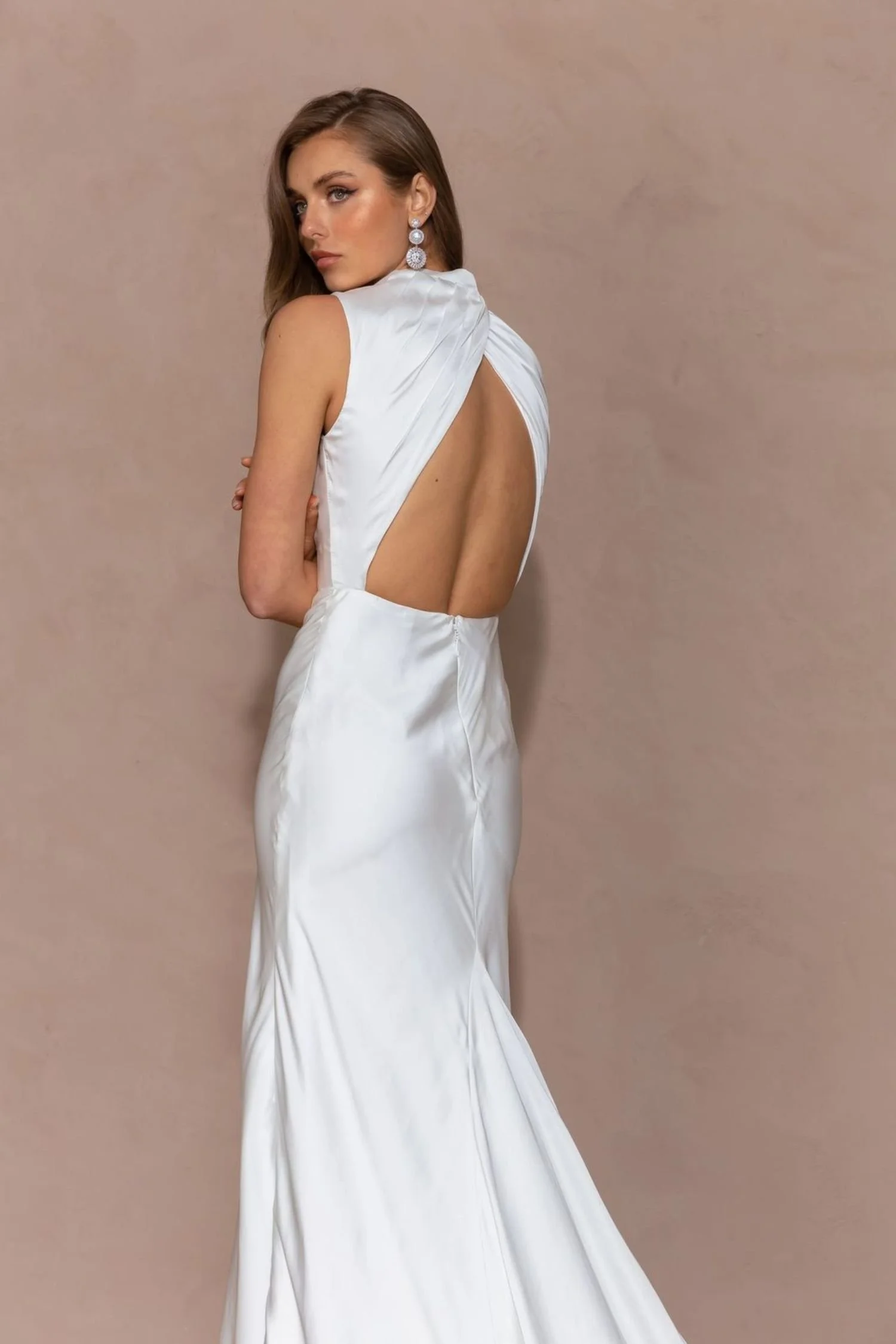 Satin Sheath Wedding Dress with Key Hole Back