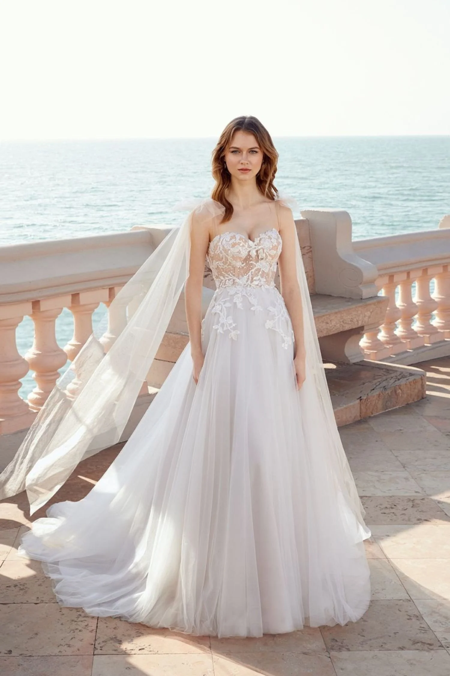 Tulle A-line Wedding Dress with Lace Appliques