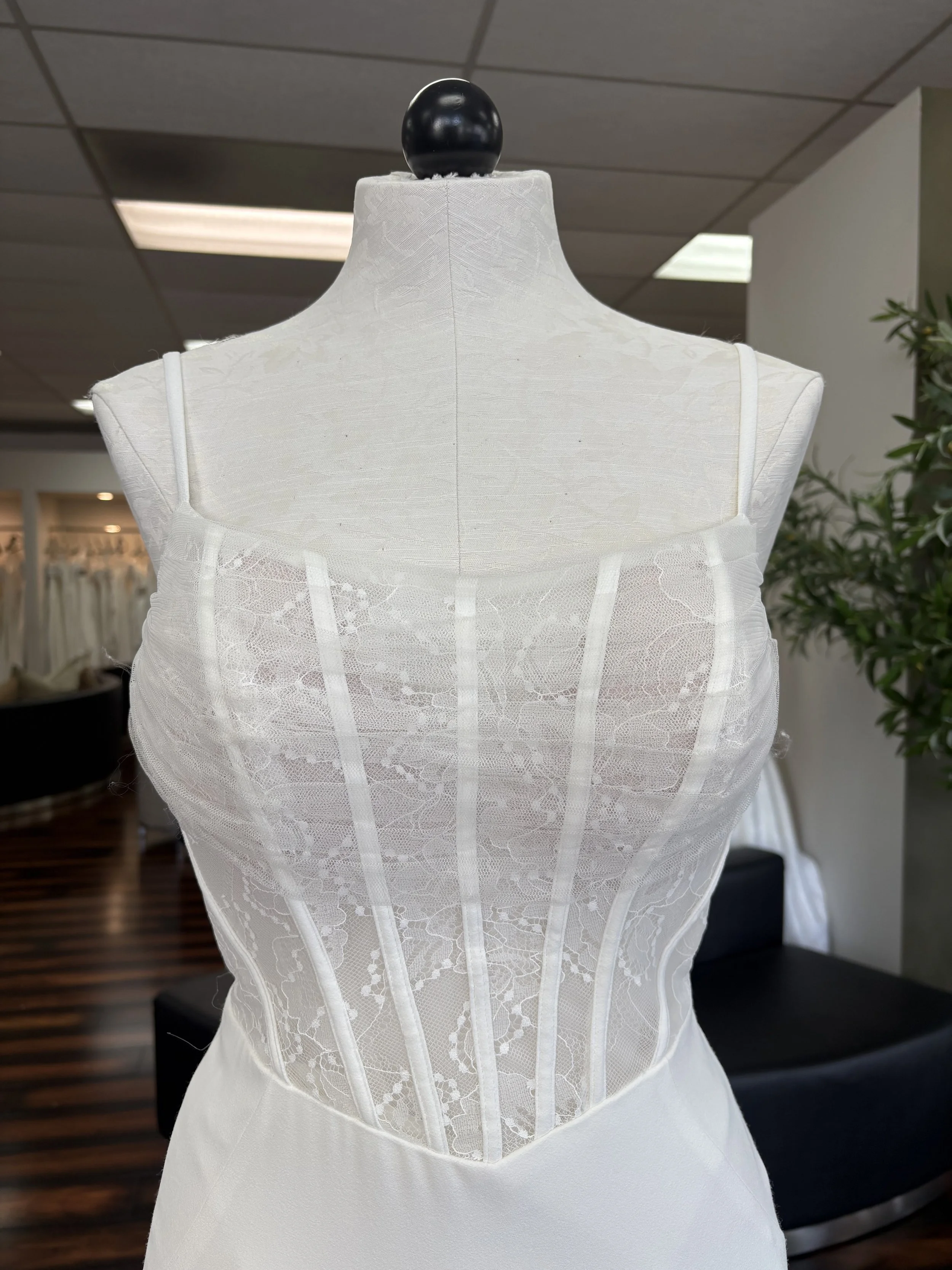 Simple Crepe Sheath Wedding Dress with Chantilly Lace