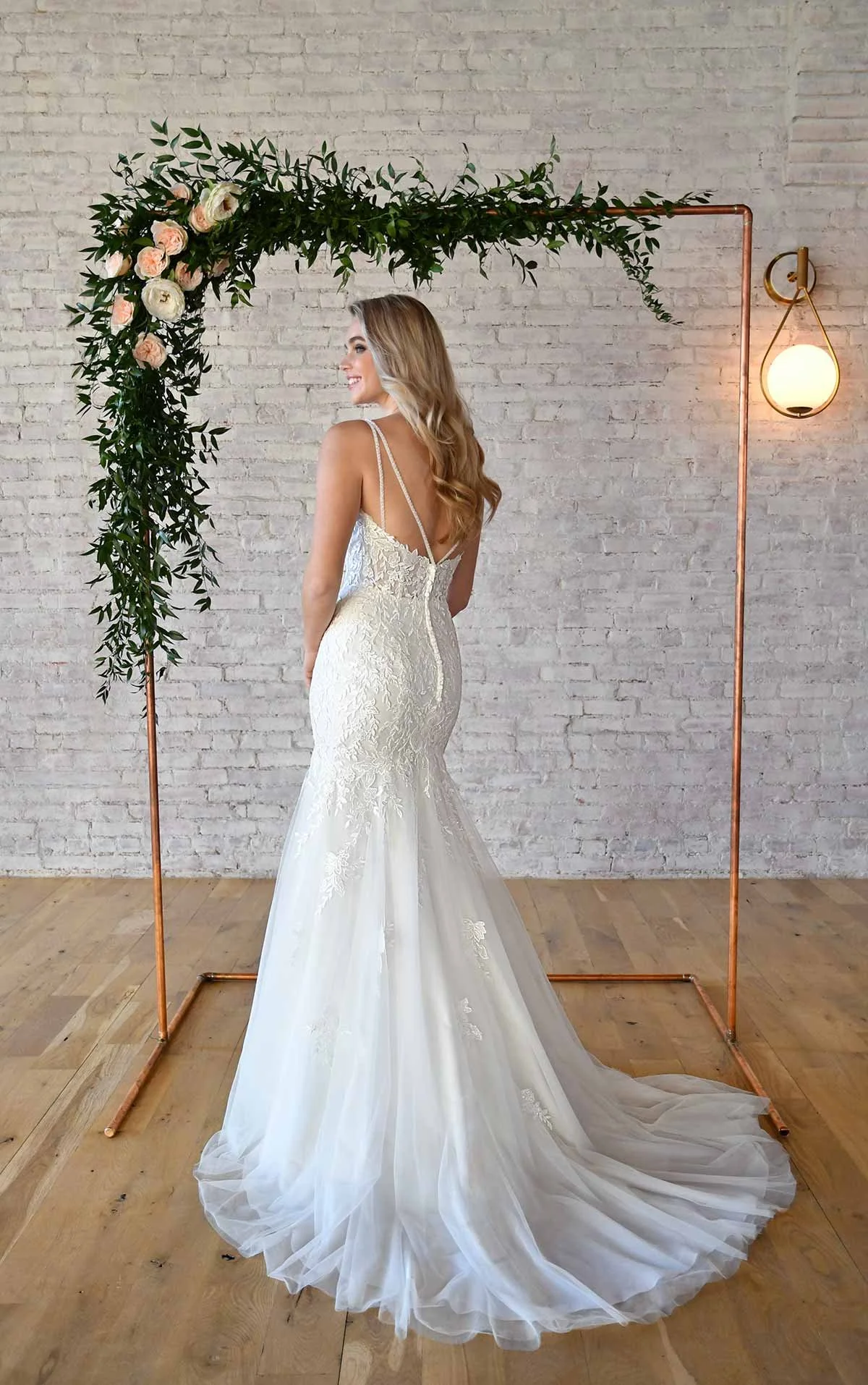 Stella York 7337 fit-and-flare wedding dress with sweetheart neckline and double-strap back