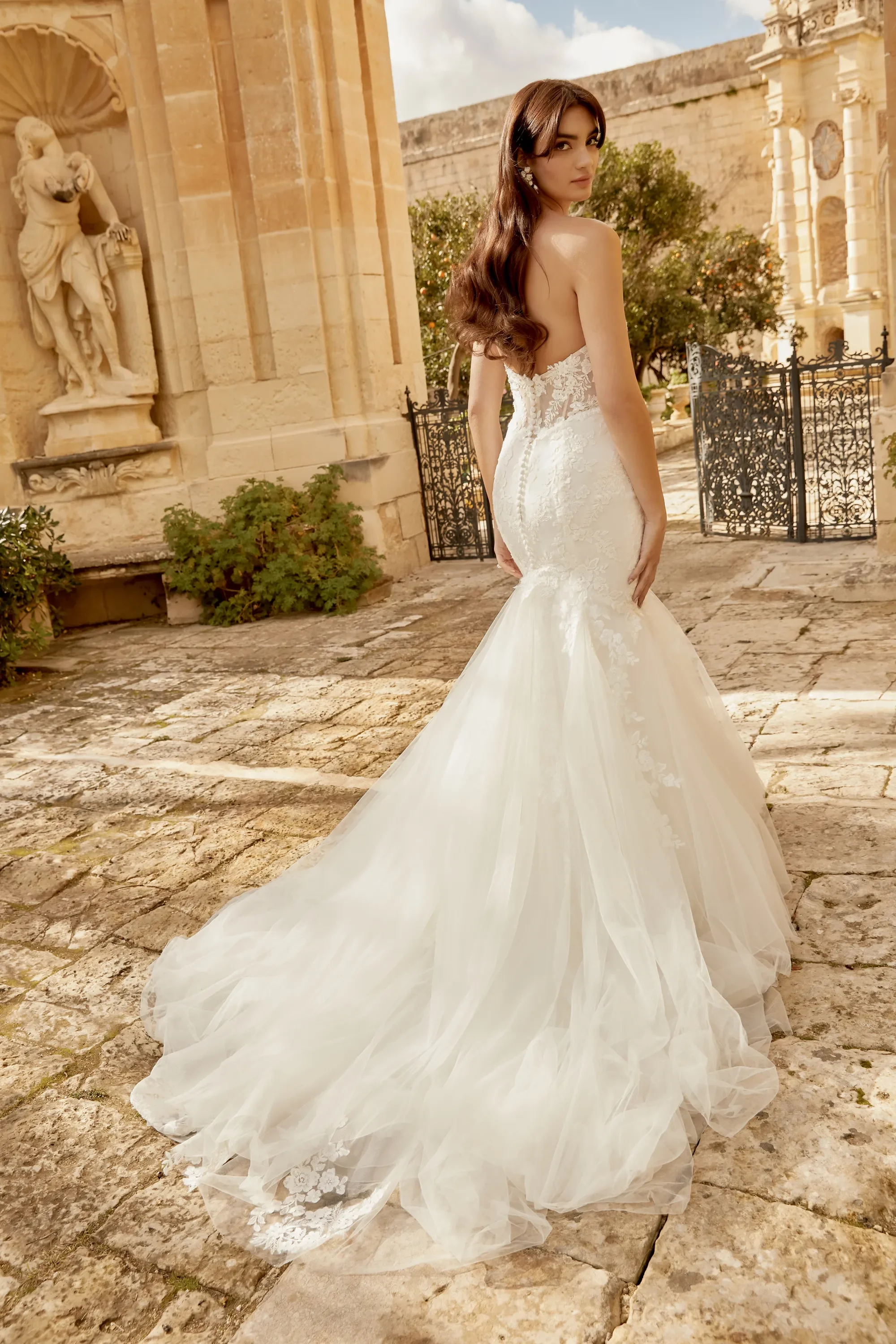 Sincerity 44481 sequin beaded lace mermaid wedding dress with sweetheart neckline