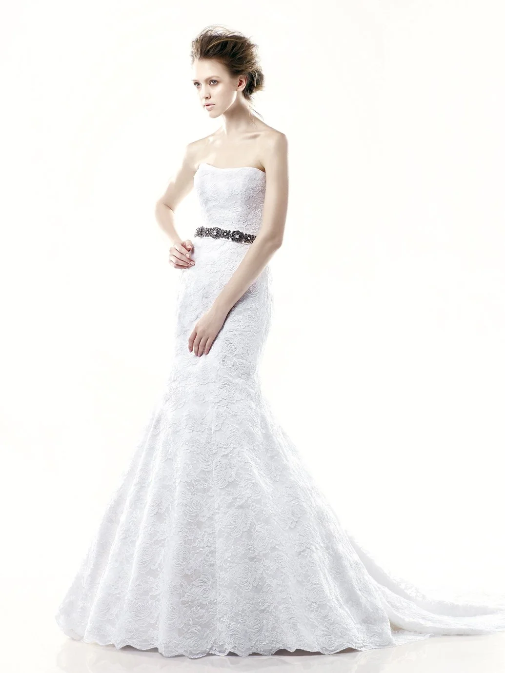 Enzoani Blue Dillon strapless sweetheart lace fit and flare wedding dress