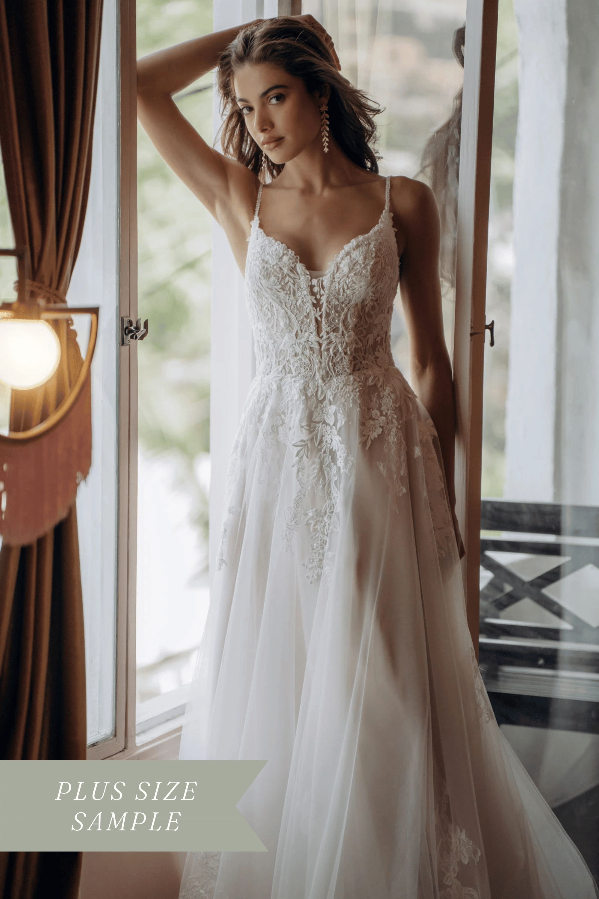 Beaded Lace and Tulle A-Line Wedding Gown