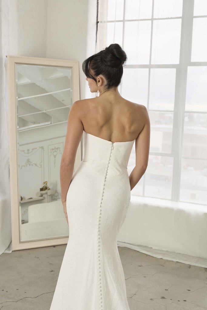 Modern Fit & Flare Wedding Dress in Textured Crepe