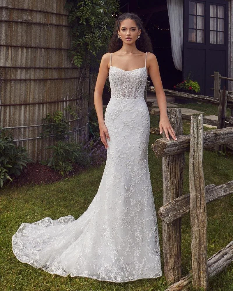 L'amour Raylon LA24102 fit and flare lace wedding gown
