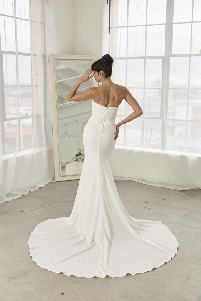 Modern Fit & Flare Wedding Dress in Textured Crepe
