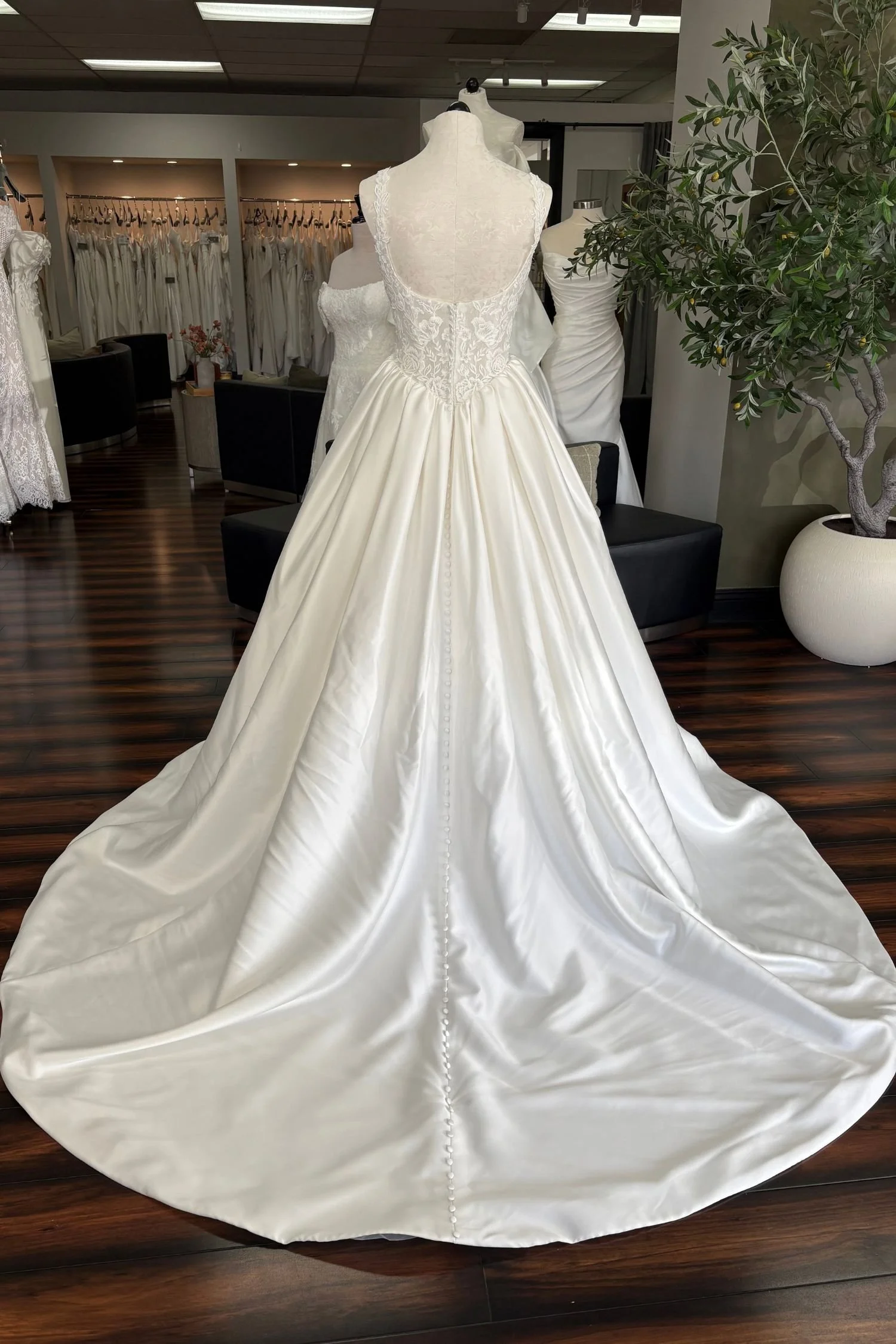 Satin Ballgown with Lace top and Basque Waist