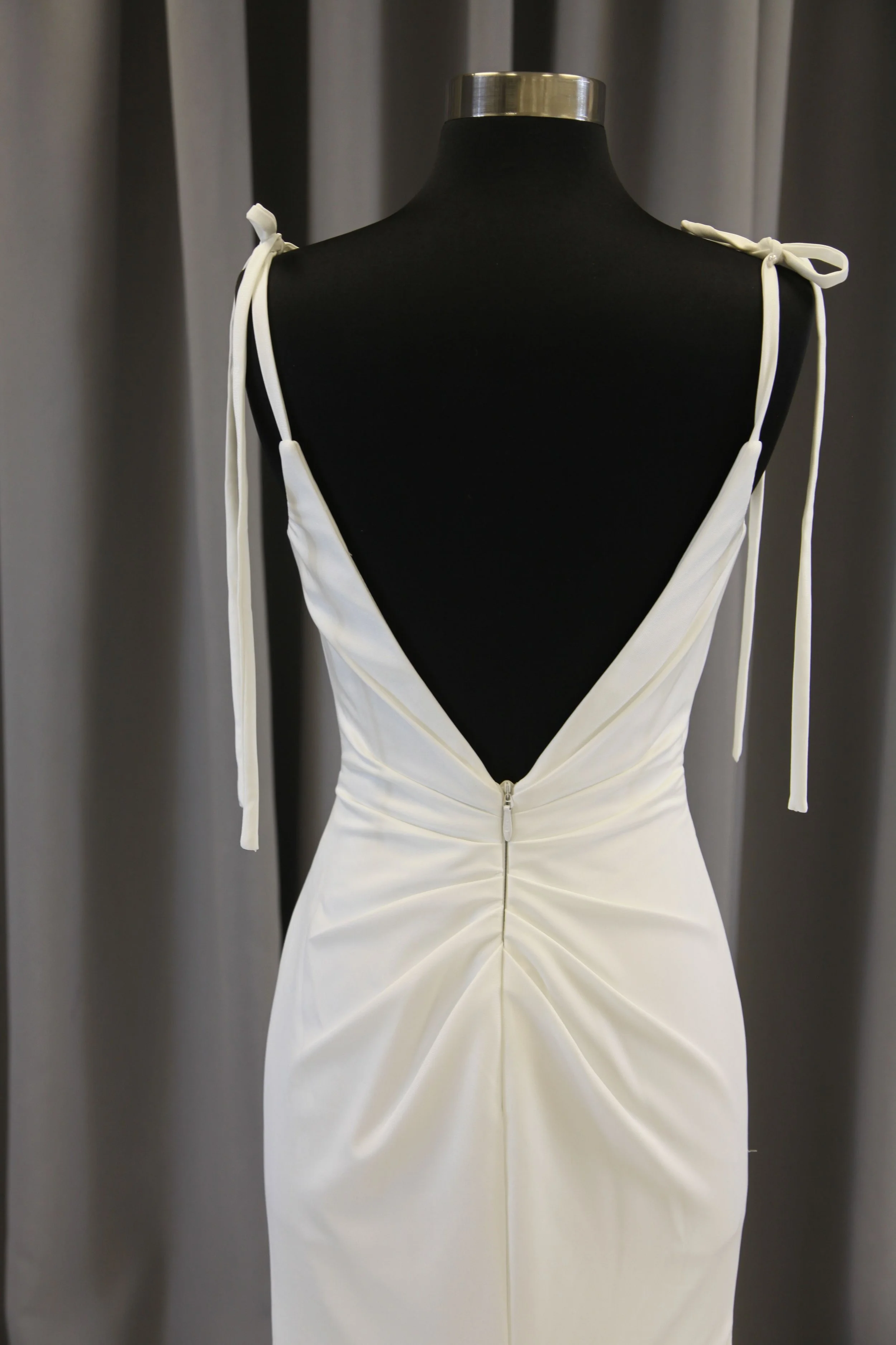 Liz Luo M23005 Bridal wedding gown in stretch satin, bridal sample size 12 available at Olive and Ivory Bride Sacramento